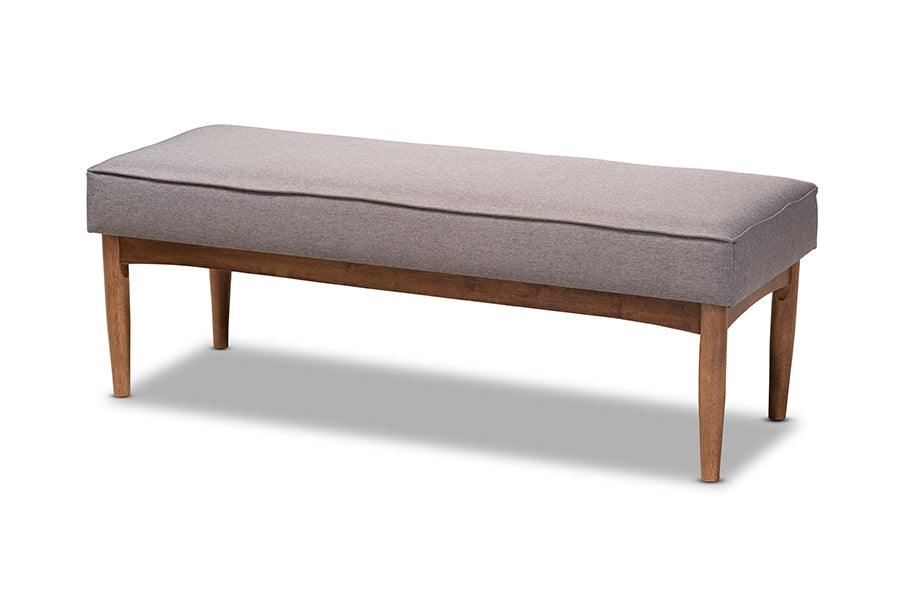 Arvid Mid-Century Modern Fabric Upholstered Wood Dining Bench