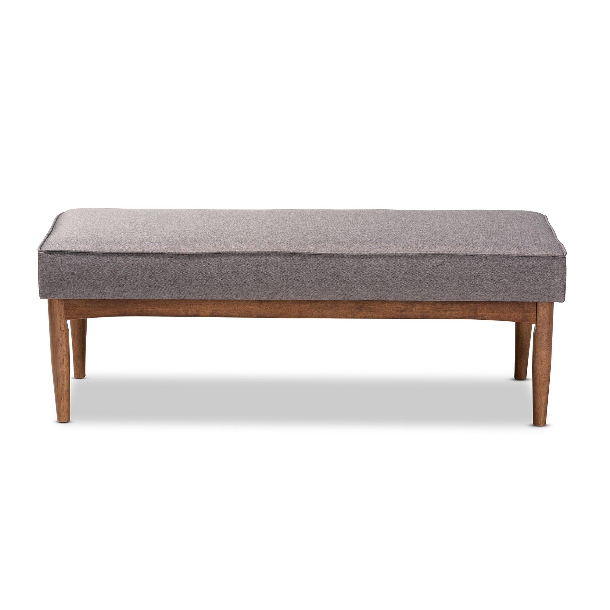 Arvid Mid-Century Modern Fabric Upholstered Wood Dining Bench