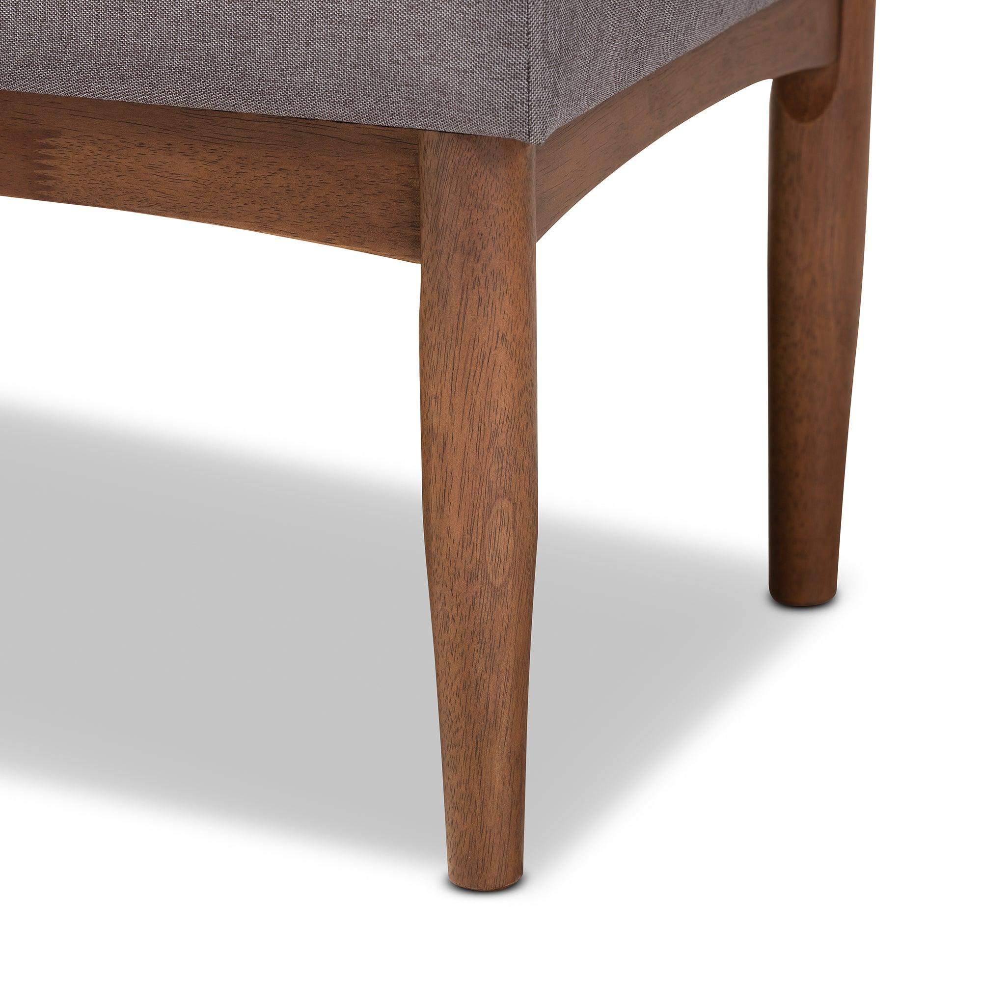 Arvid Mid-Century Modern Fabric Upholstered Wood Dining Bench