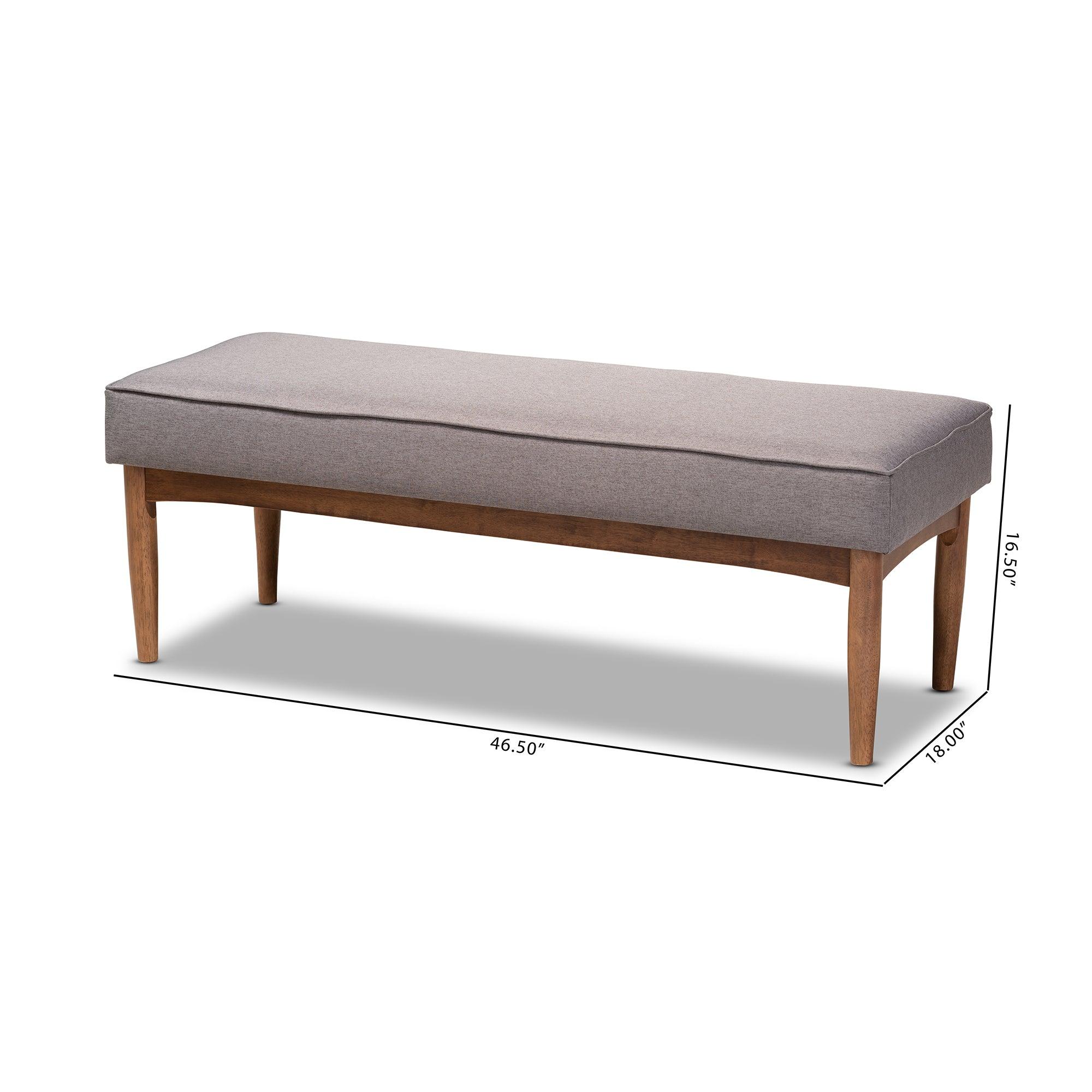 Arvid Mid-Century Modern Fabric Upholstered Wood Dining Bench