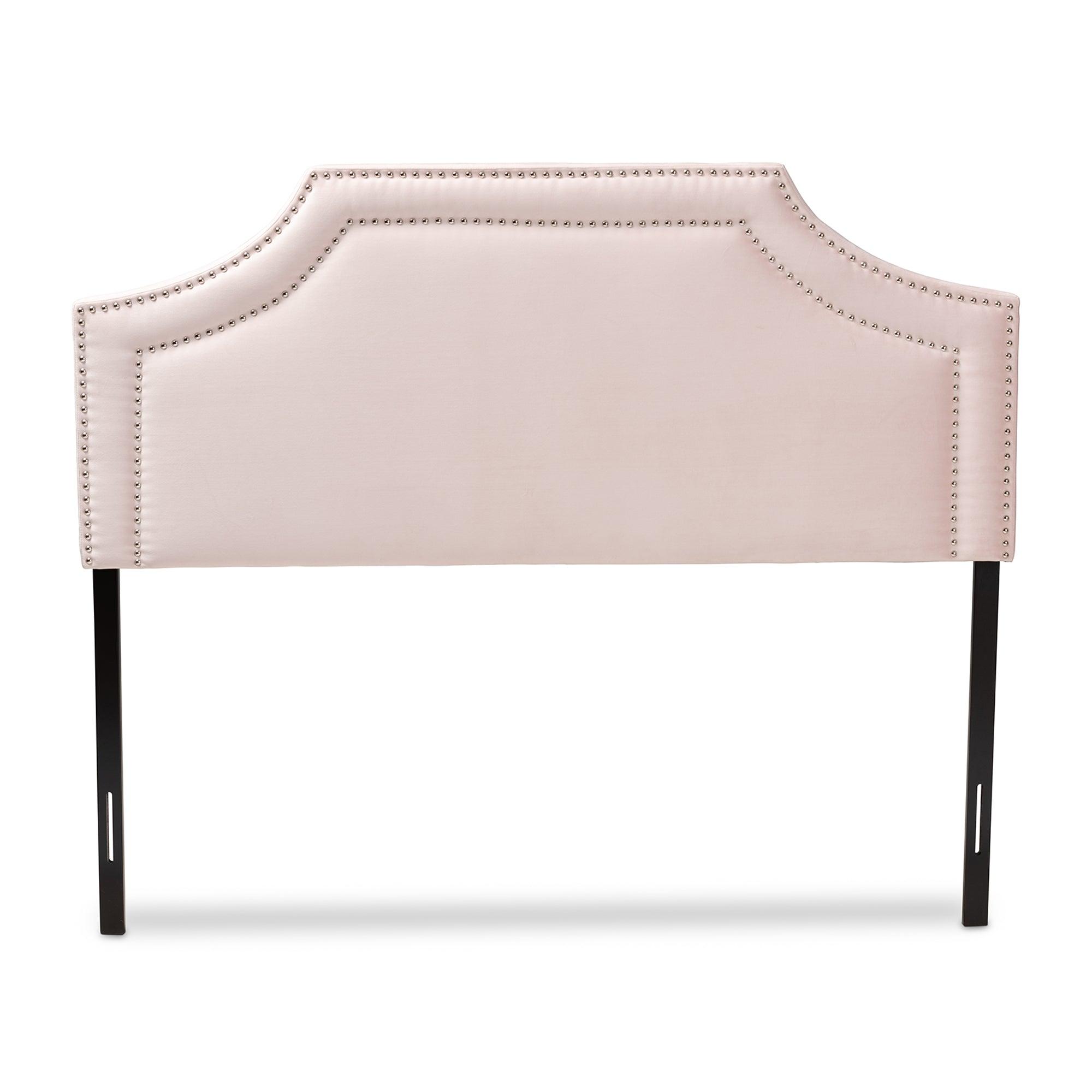 Avignon Modern and Contemporary Light Velvet Fabric Upholstered Headboard