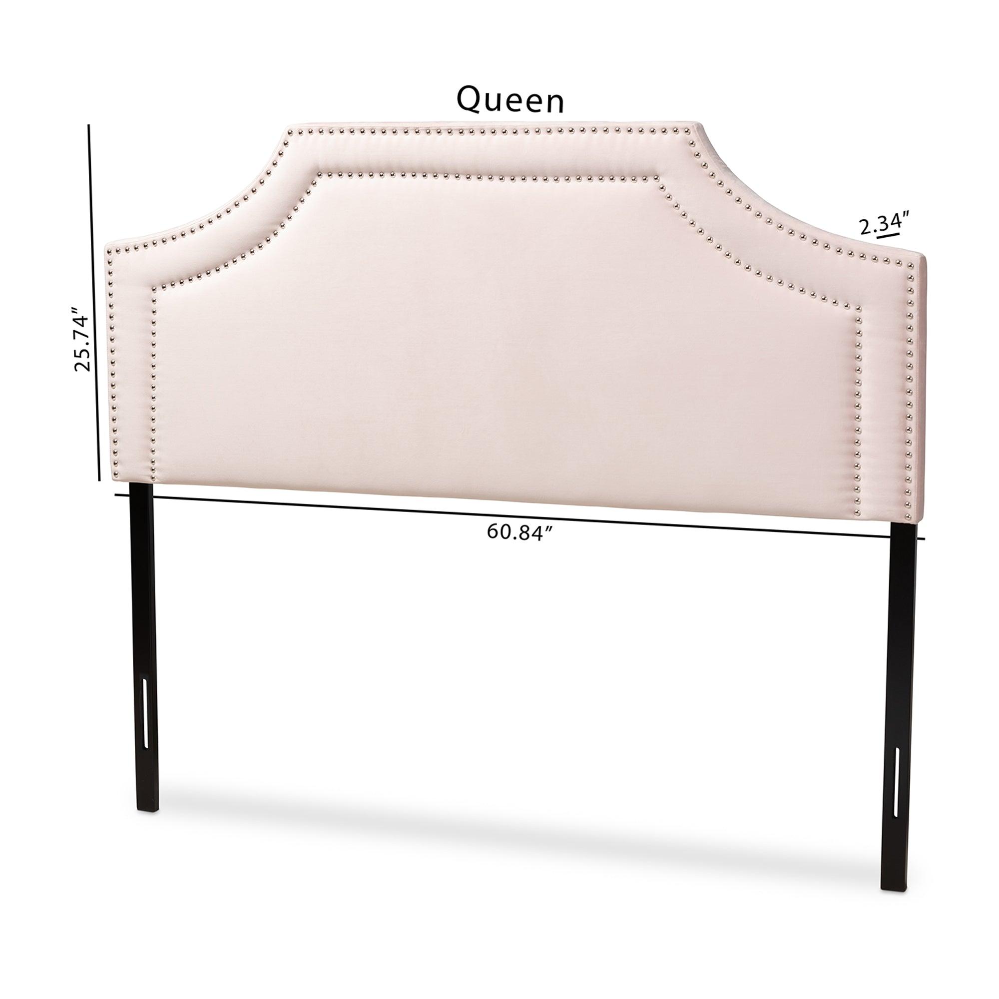 Avignon Modern and Contemporary Light Velvet Fabric Upholstered Headboard