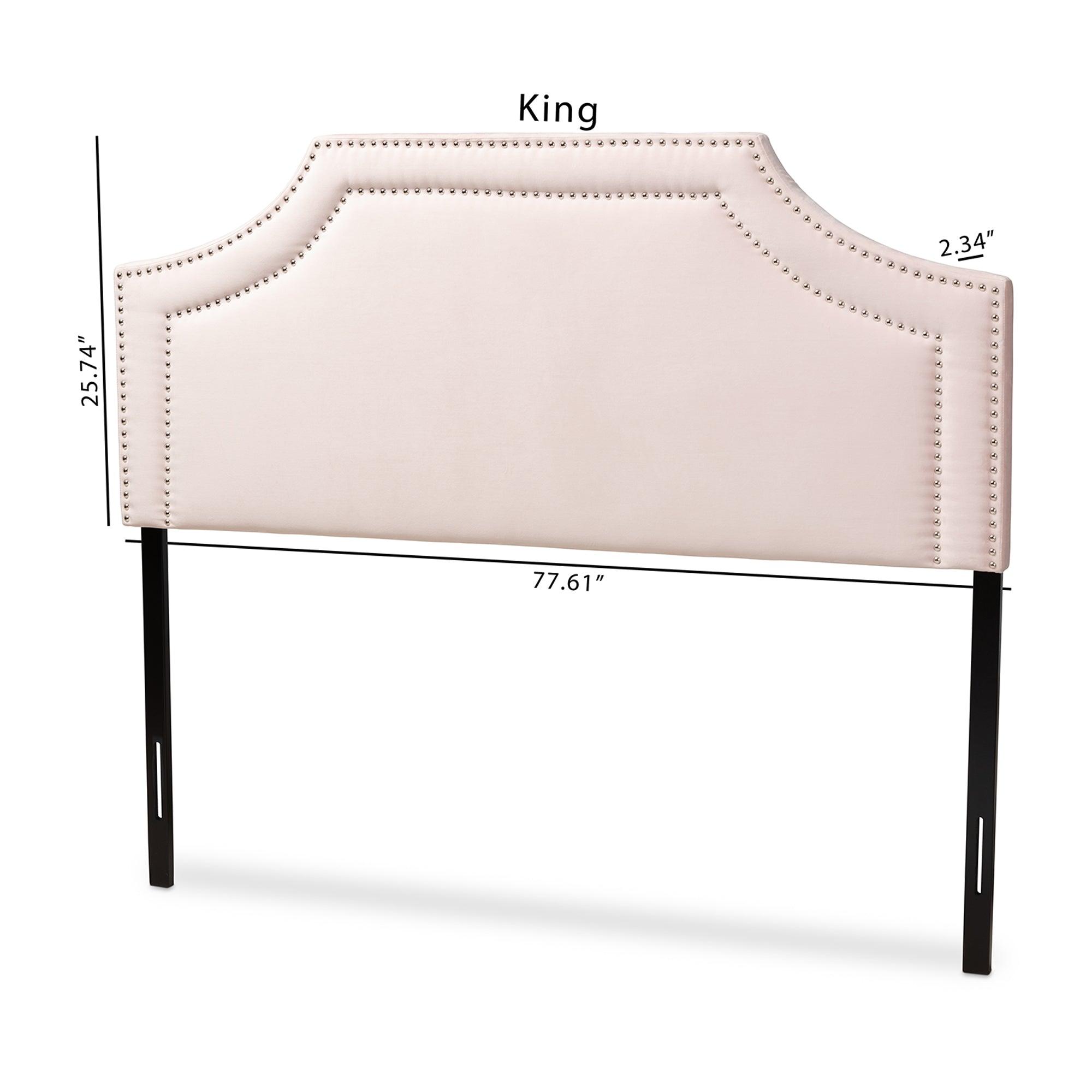 Avignon Modern and Contemporary Light Velvet Fabric Upholstered Headboard
