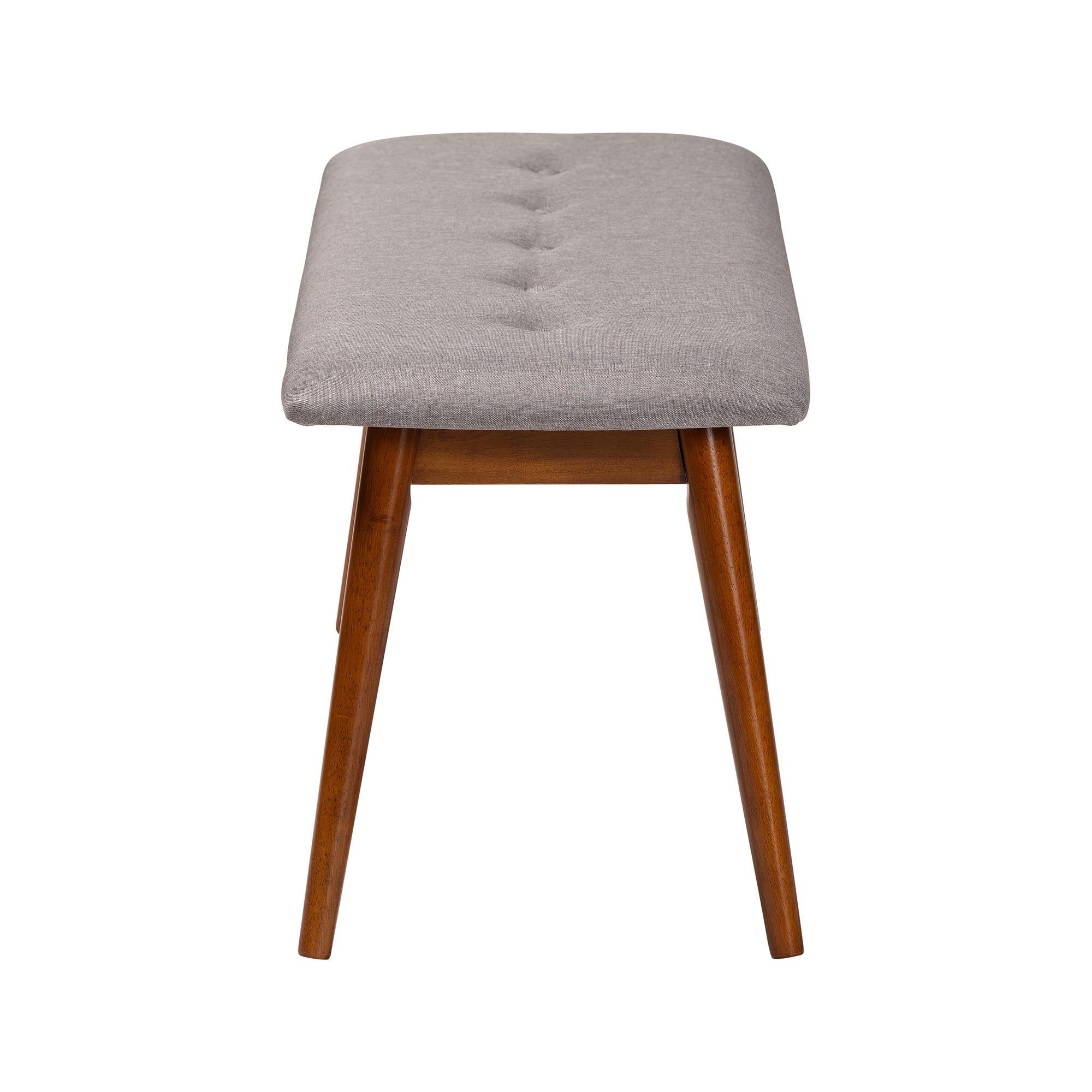 Flora II Mid-Century Modern Light Fabric Upholstered Medium Finished Wood Dining Bench