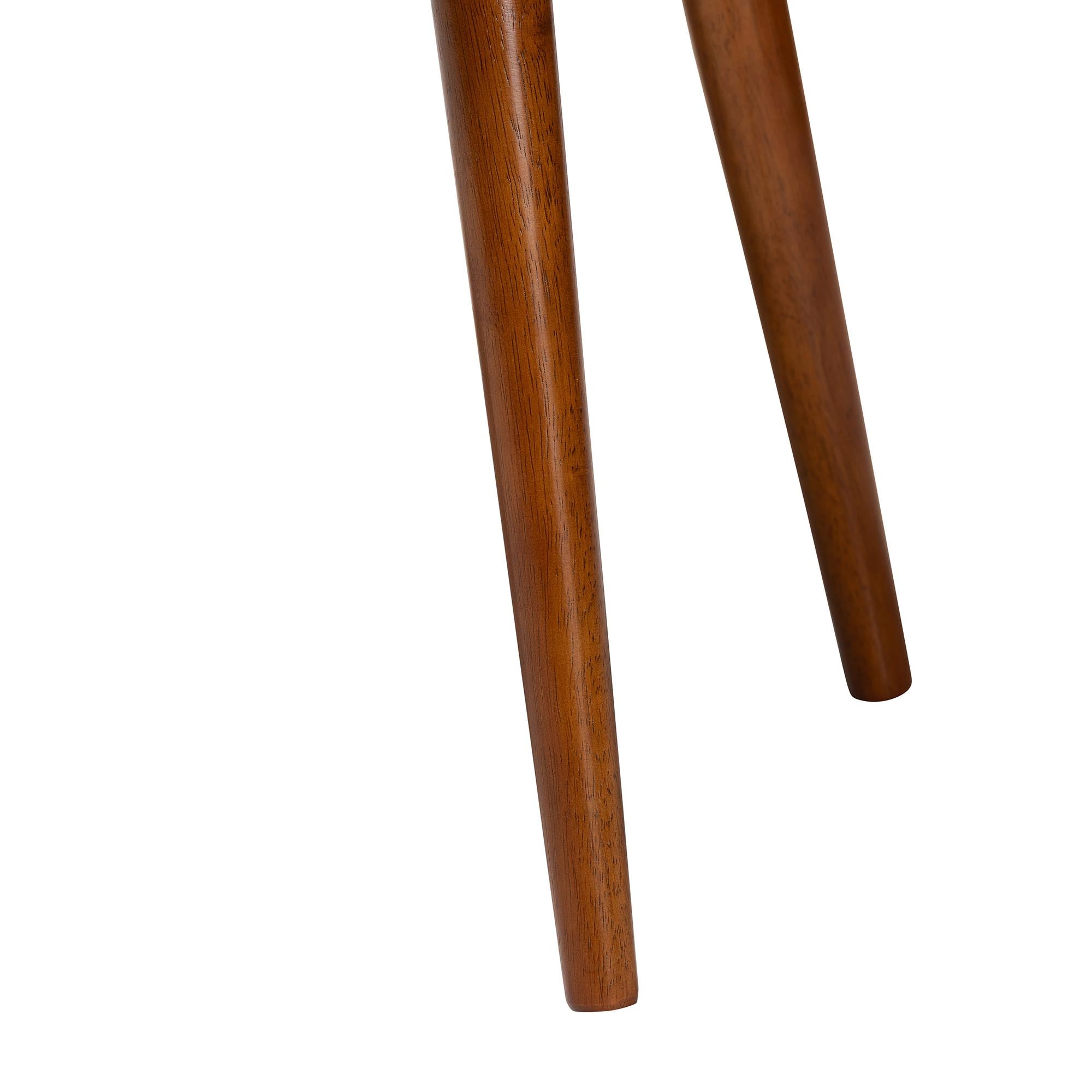 Flora II Mid-Century Modern Light Fabric Upholstered Medium Finished Wood Dining Bench