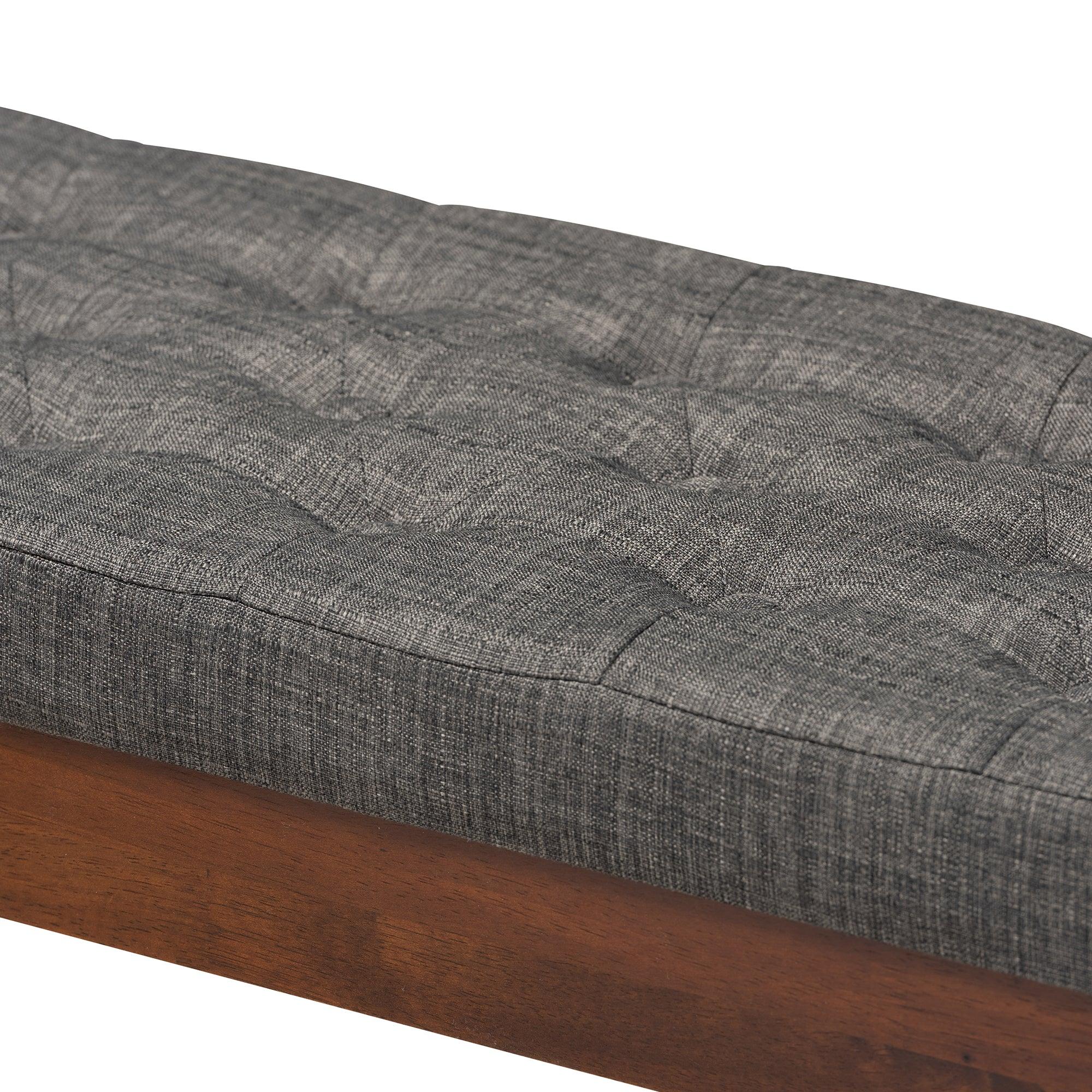 Alona Mid-Century Modern Medium Fabric Upholstered Wood Dining Bench