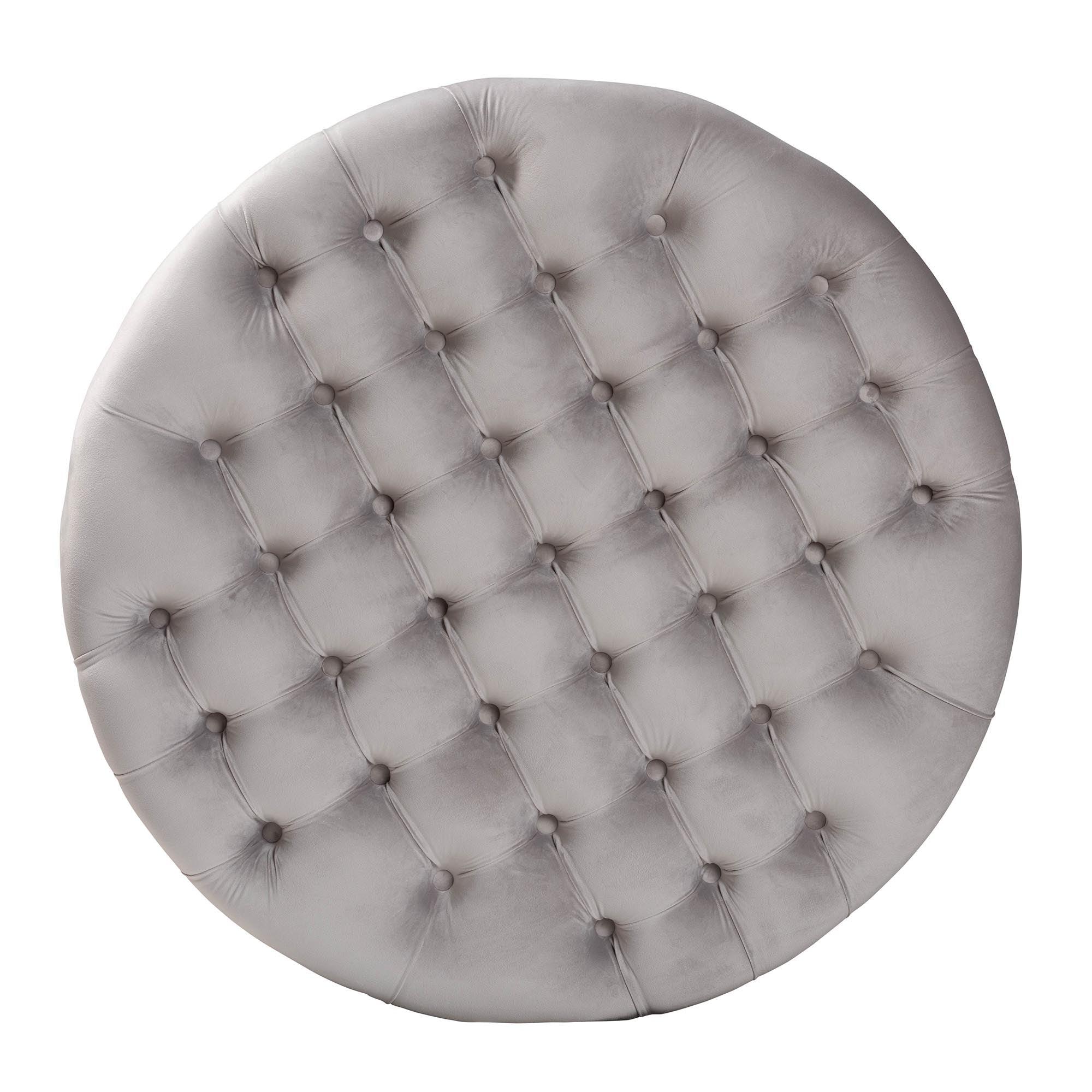 Iglehart Modern and Contemporary Light Velvet Fabric Upholstered Tufted Cocktail Ottoman