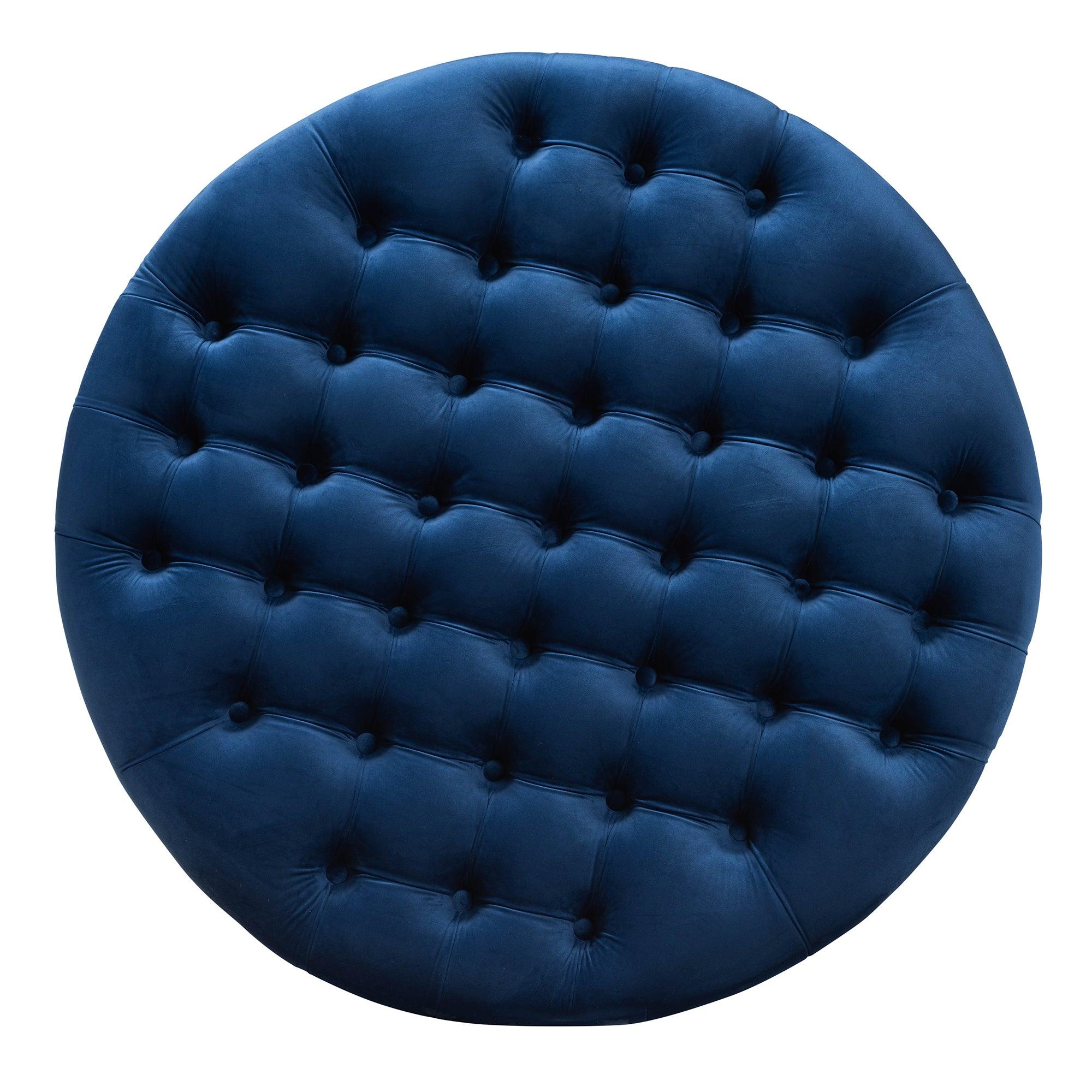 Iglehart Modern and Contemporary Royal Velvet Fabric Upholstered Tufted Cocktail Ottoman
