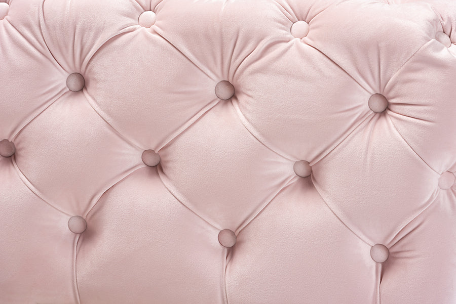 Avara Glam and Luxe Light Velvet Fabric Upholstered Finished Button Tufted Bench