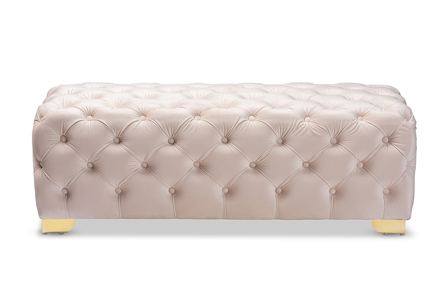 Avara Glam and Luxe Velvet Fabric Upholstered Finished Button Tufted Bench