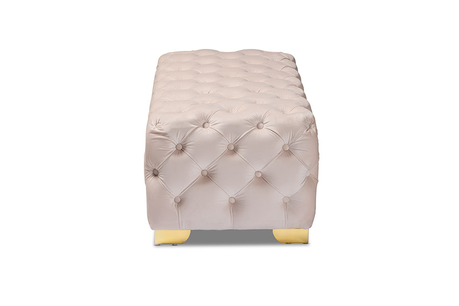 Avara Glam and Luxe Velvet Fabric Upholstered Finished Button Tufted Bench