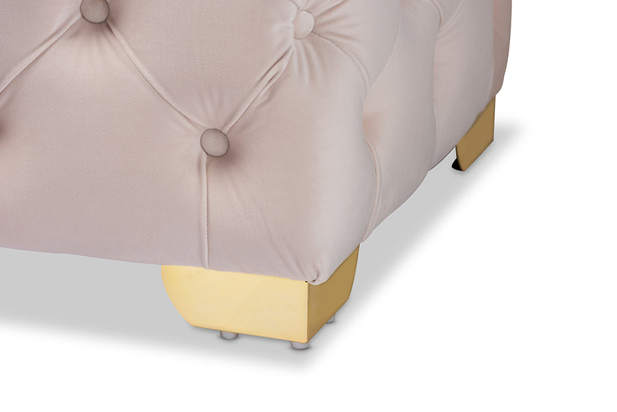 Avara Glam and Luxe Velvet Fabric Upholstered Finished Button Tufted Bench