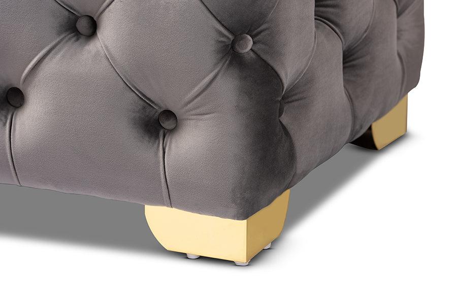Avara Glam and Luxe Velvet Fabric Upholstered Finished Button Tufted Bench Ottoman