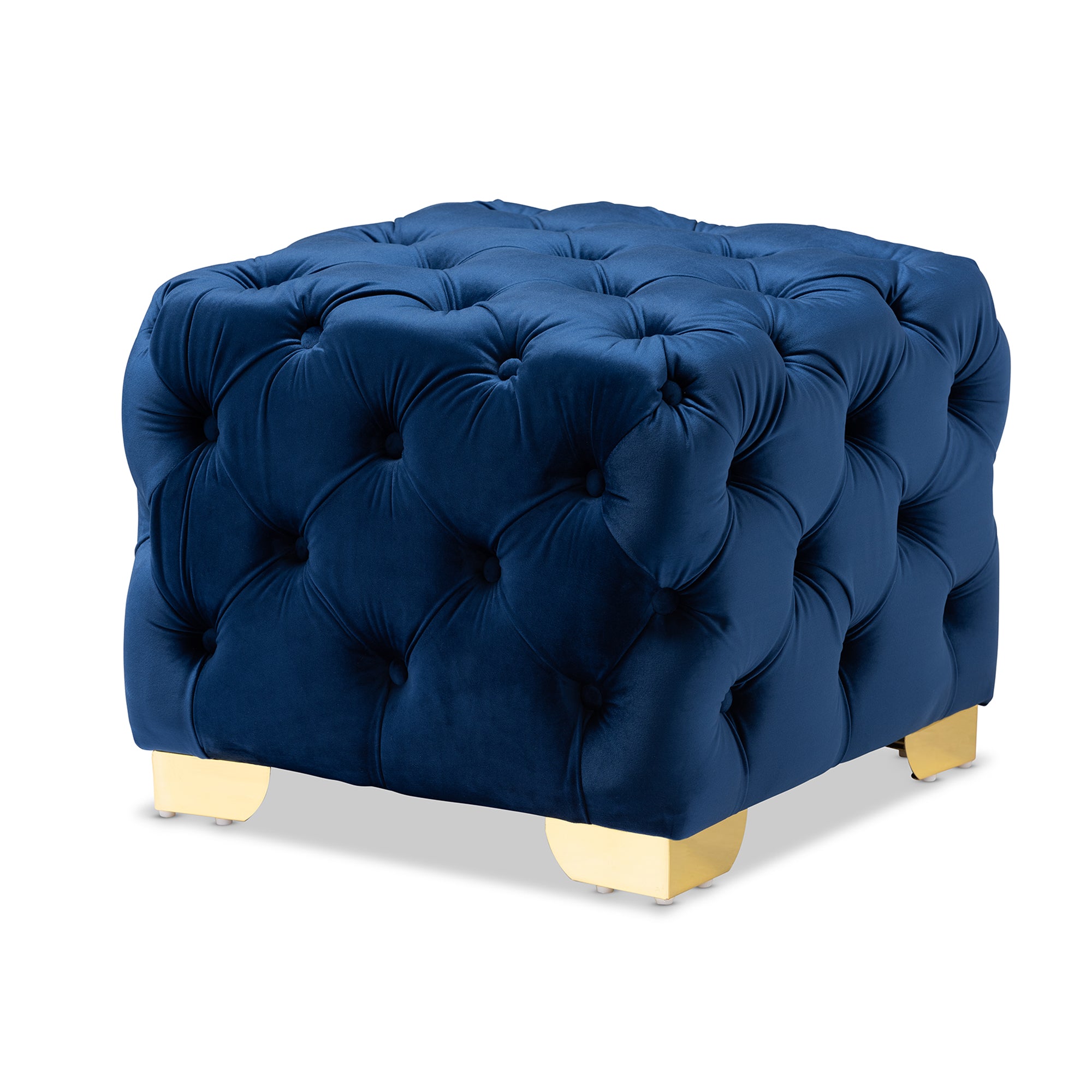 Avara Glam and Luxe Velvet Fabric Upholstered Finished Button Tufted Ottoman