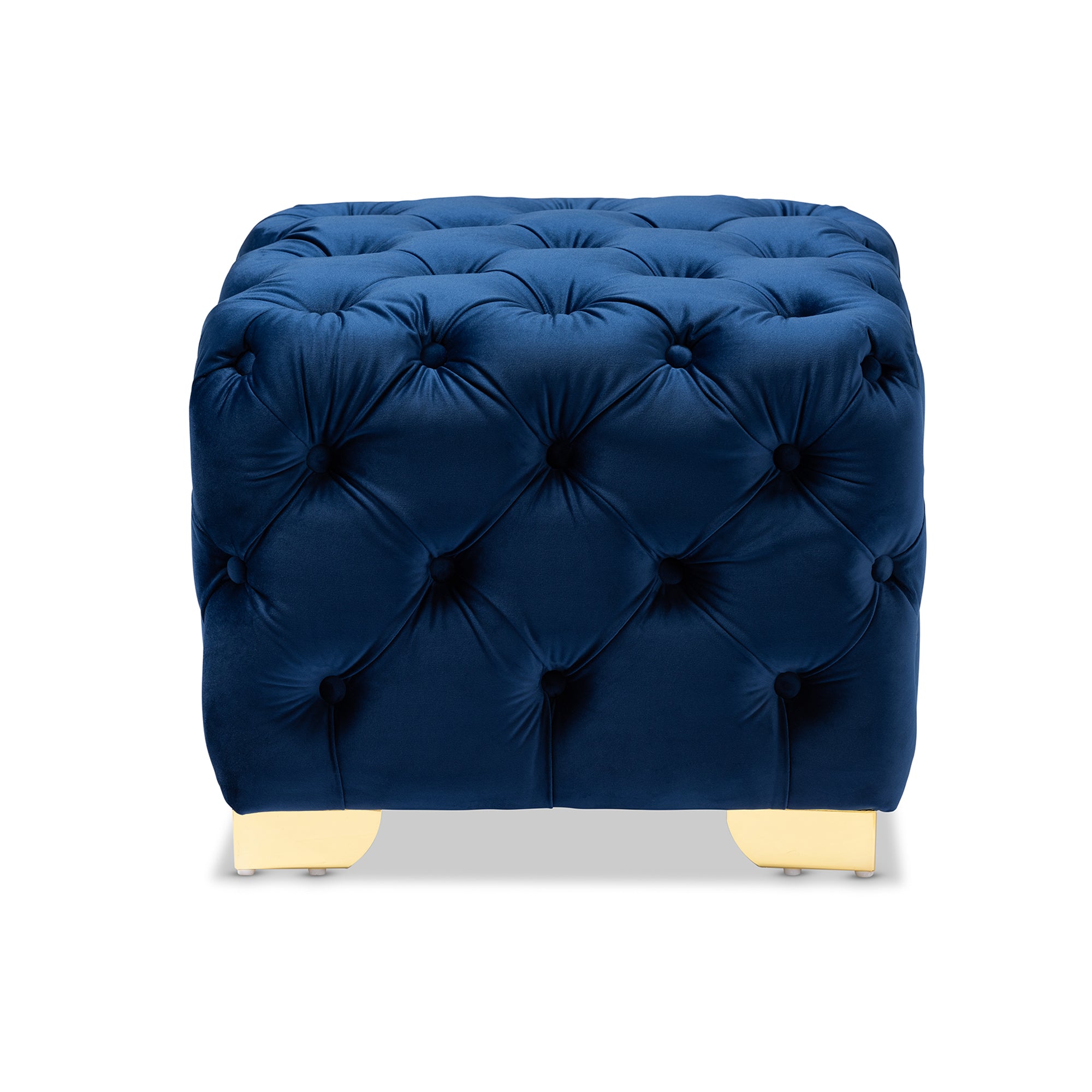 Avara Glam and Luxe Velvet Fabric Upholstered Finished Button Tufted Ottoman