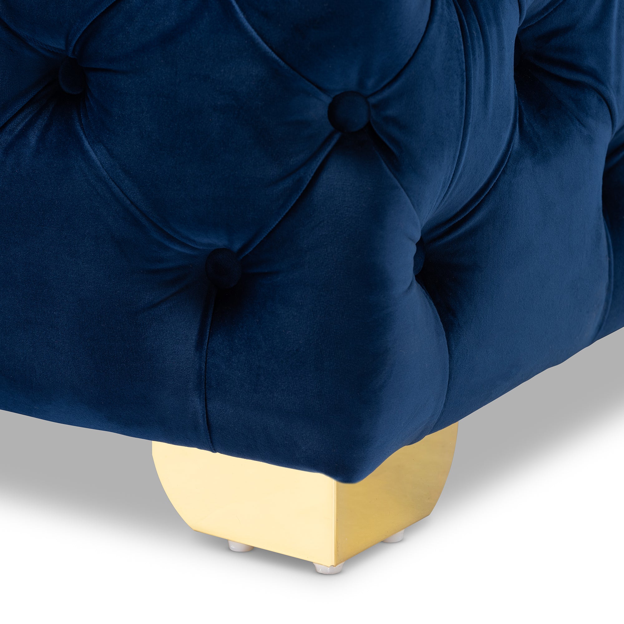 Avara Glam and Luxe Velvet Fabric Upholstered Finished Button Tufted Ottoman