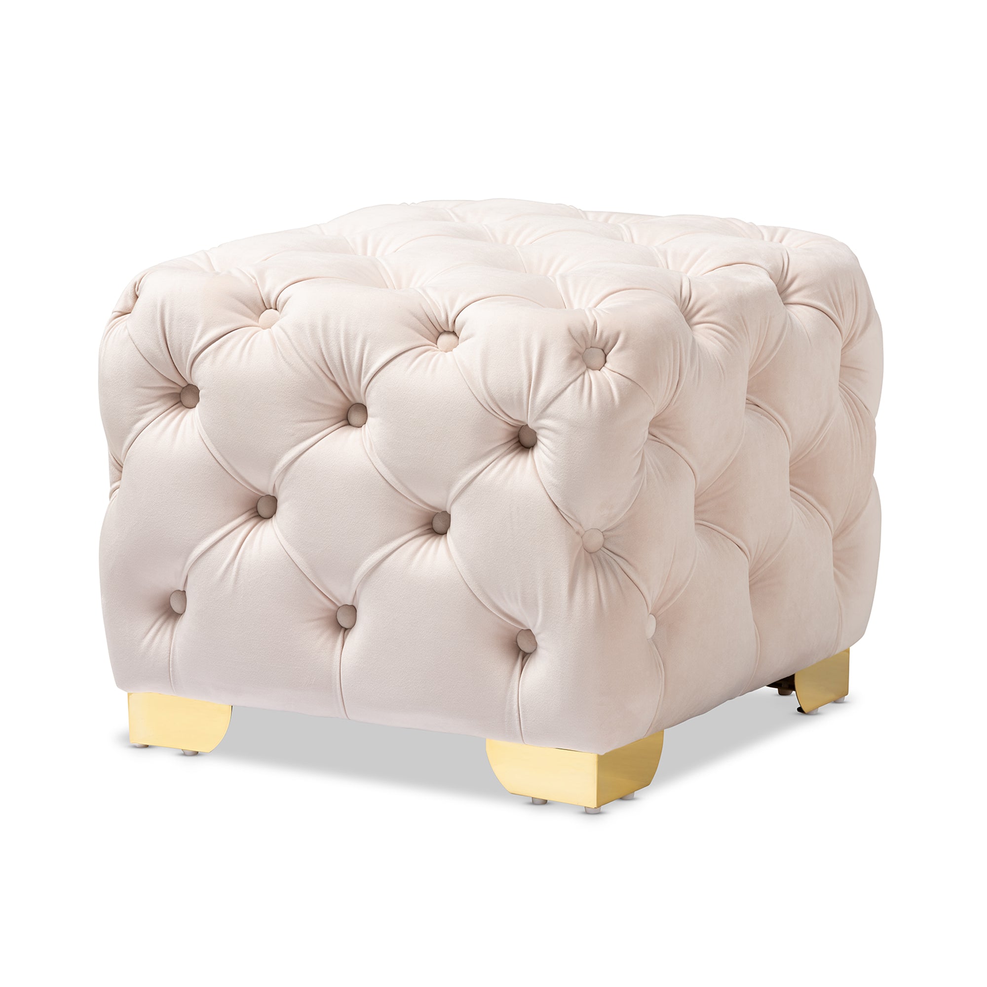 Avara Glam and Luxe Velvet Fabric Upholstered Finished Button Tufted Ottoman