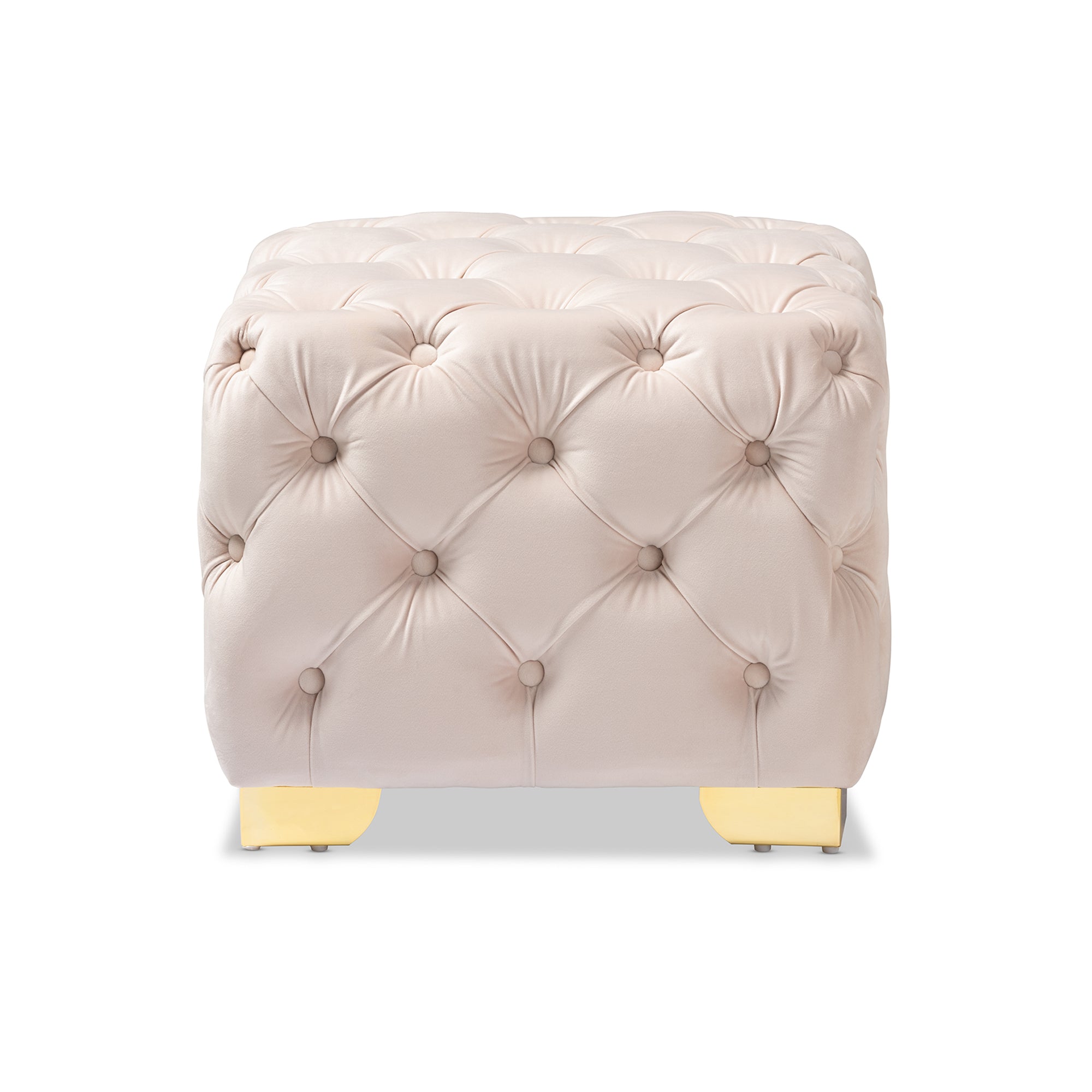 Avara Glam and Luxe Velvet Fabric Upholstered Finished Button Tufted Ottoman