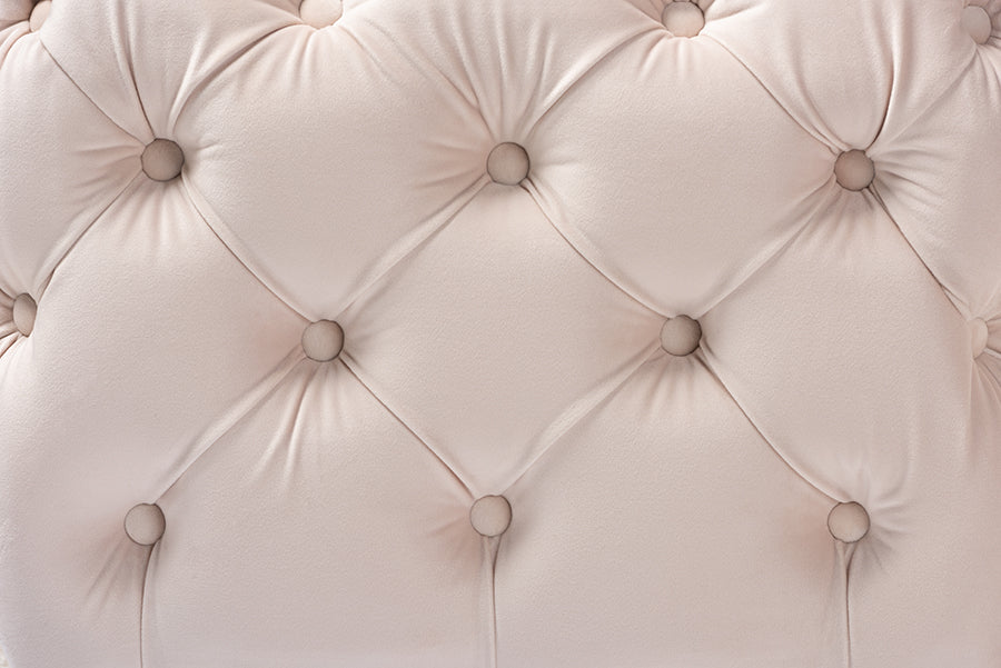 Avara Glam and Luxe Velvet Fabric Upholstered Finished Button Tufted Ottoman