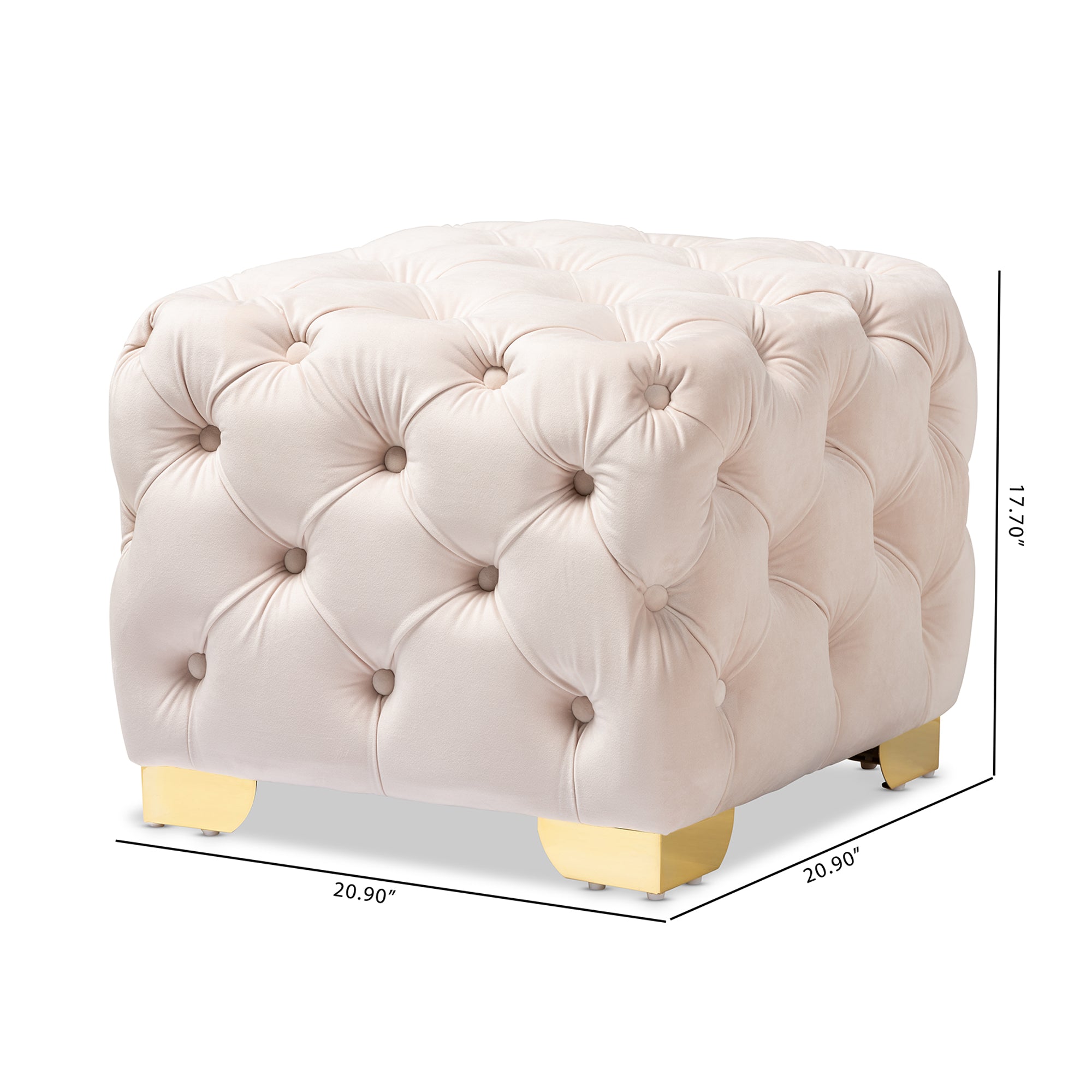 Avara Glam and Luxe Velvet Fabric Upholstered Finished Button Tufted Ottoman