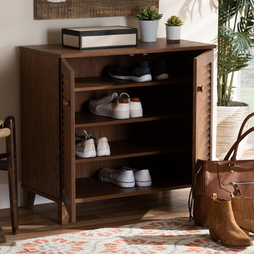 Coolidge Modern and Contemporary Finished 4-Shelf Wood Shoe Storage Cabinet