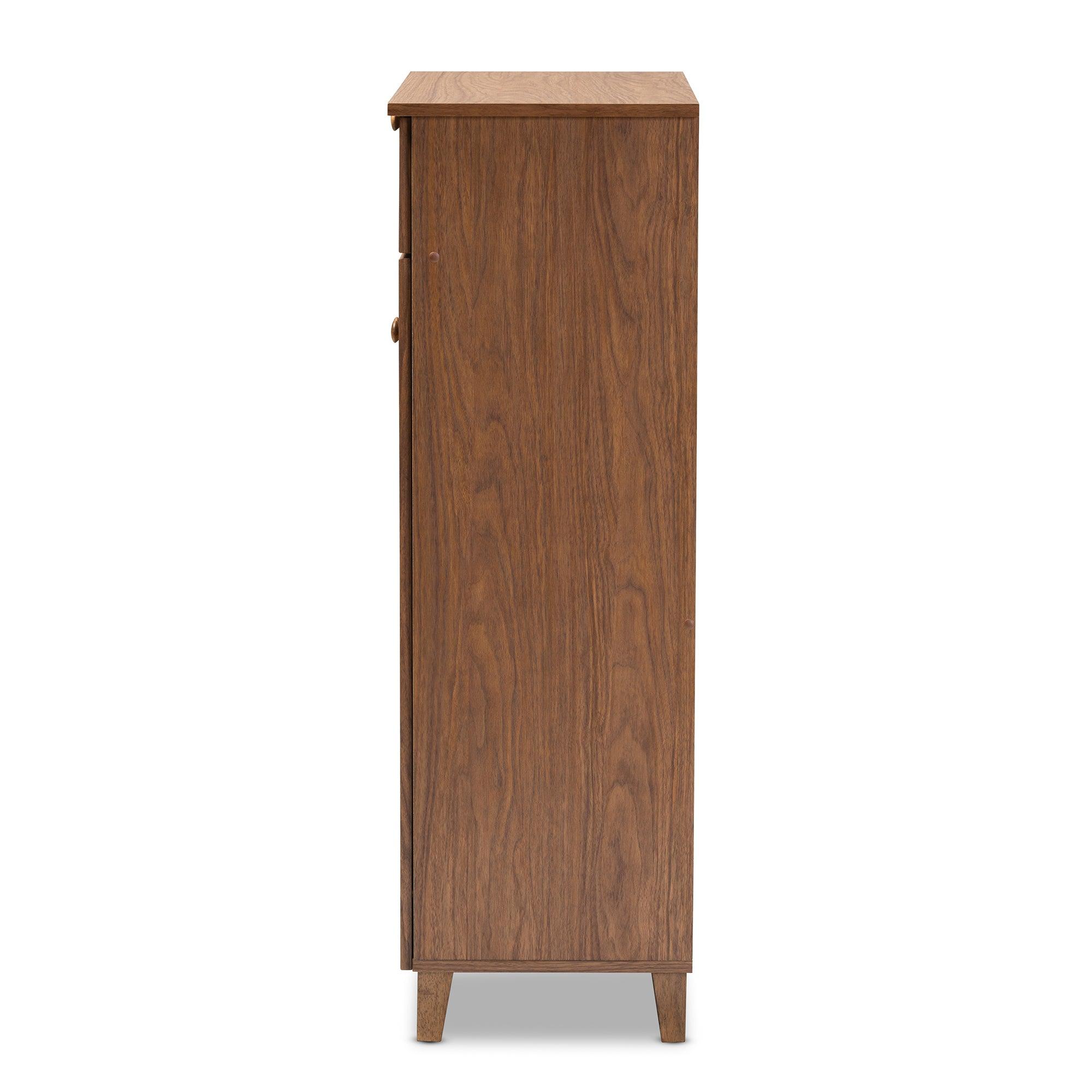 Coolidge Modern and Contemporary Finished 5-Shelf Wood Shoe Storage Cabinet with Drawer