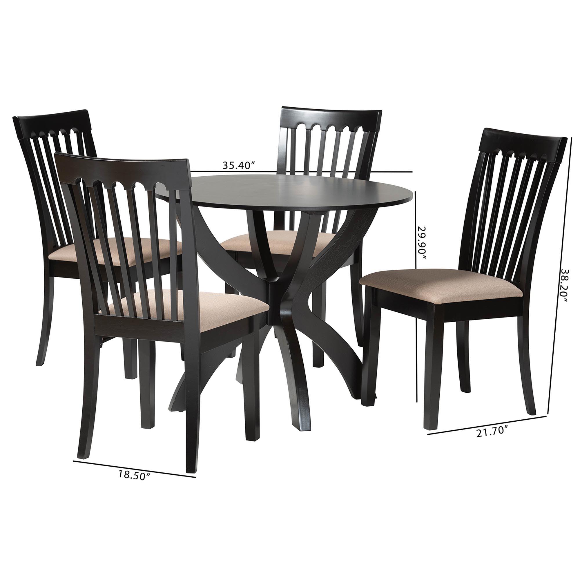 Bailey Modern Sand Fabric and Finished Wood 5-Piece Dining Set