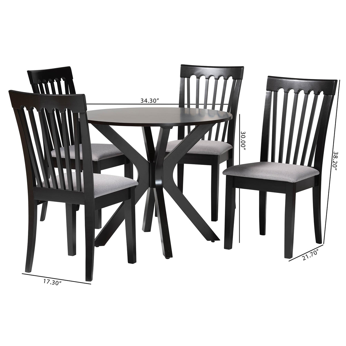 Lore Modern Fabric and Wood 5-Piece Dining Set
