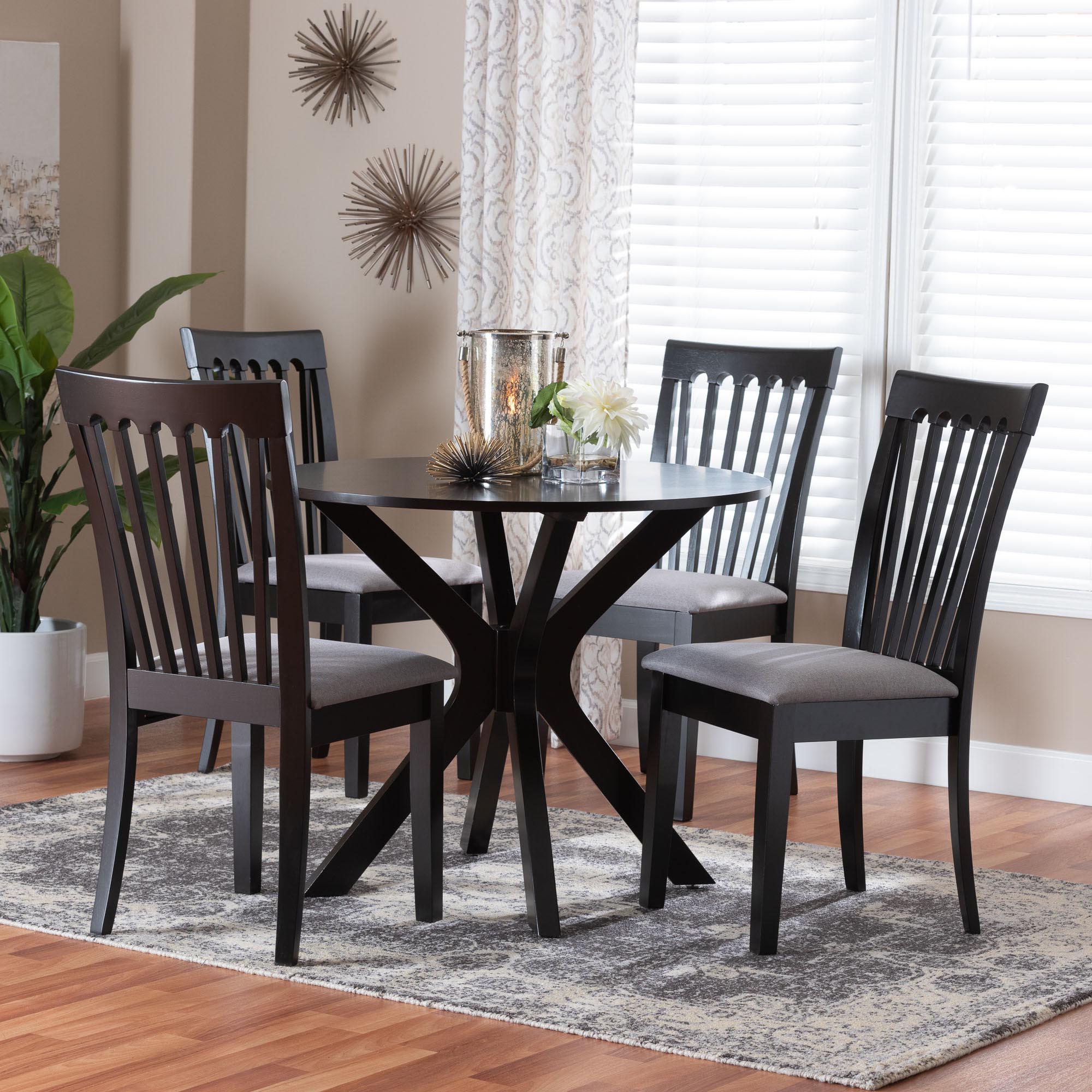 Lore Modern Fabric and Wood 5-Piece Dining Set