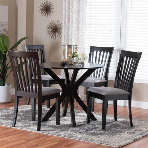 Lore Modern Fabric and Wood 5-Piece Dining Set