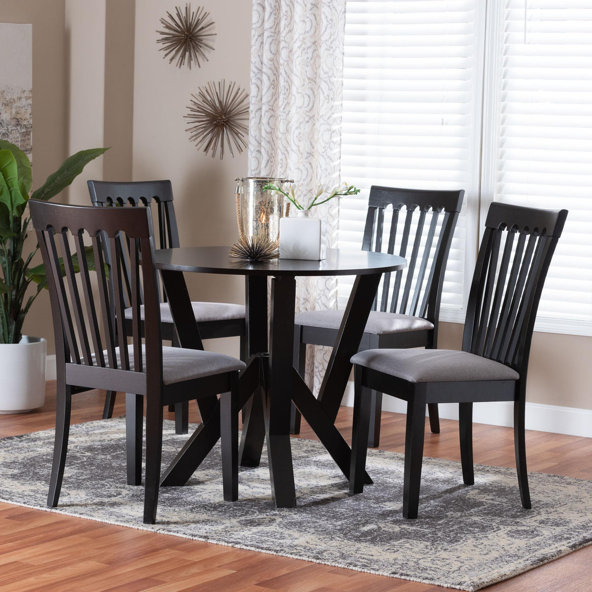 Marian Modern Fabric and Finished Wood 5-Piece Dining Set