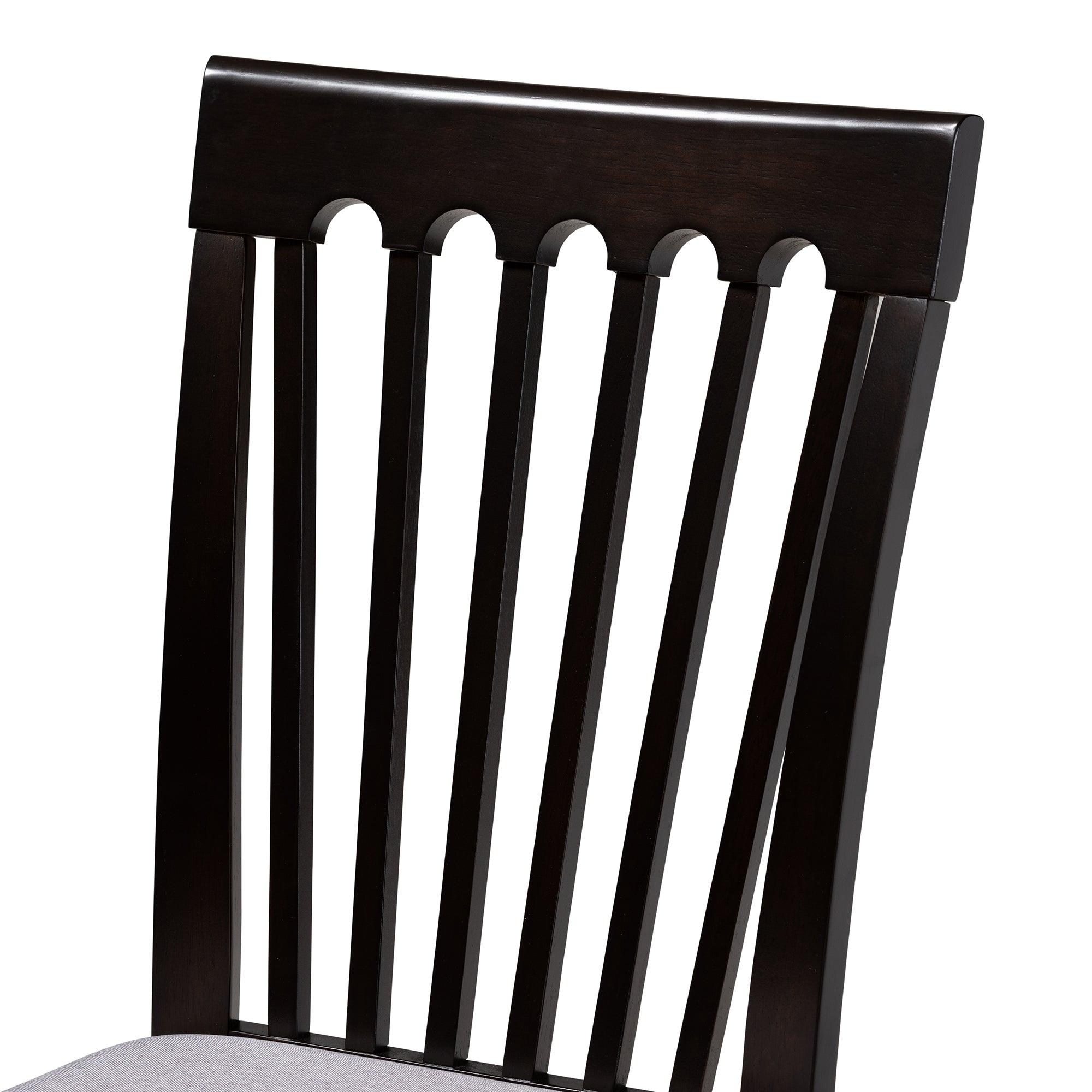 Minette Modern and Contemporary Fabric Upholstered Espresso Finished Wood 5-Piece Dining Set