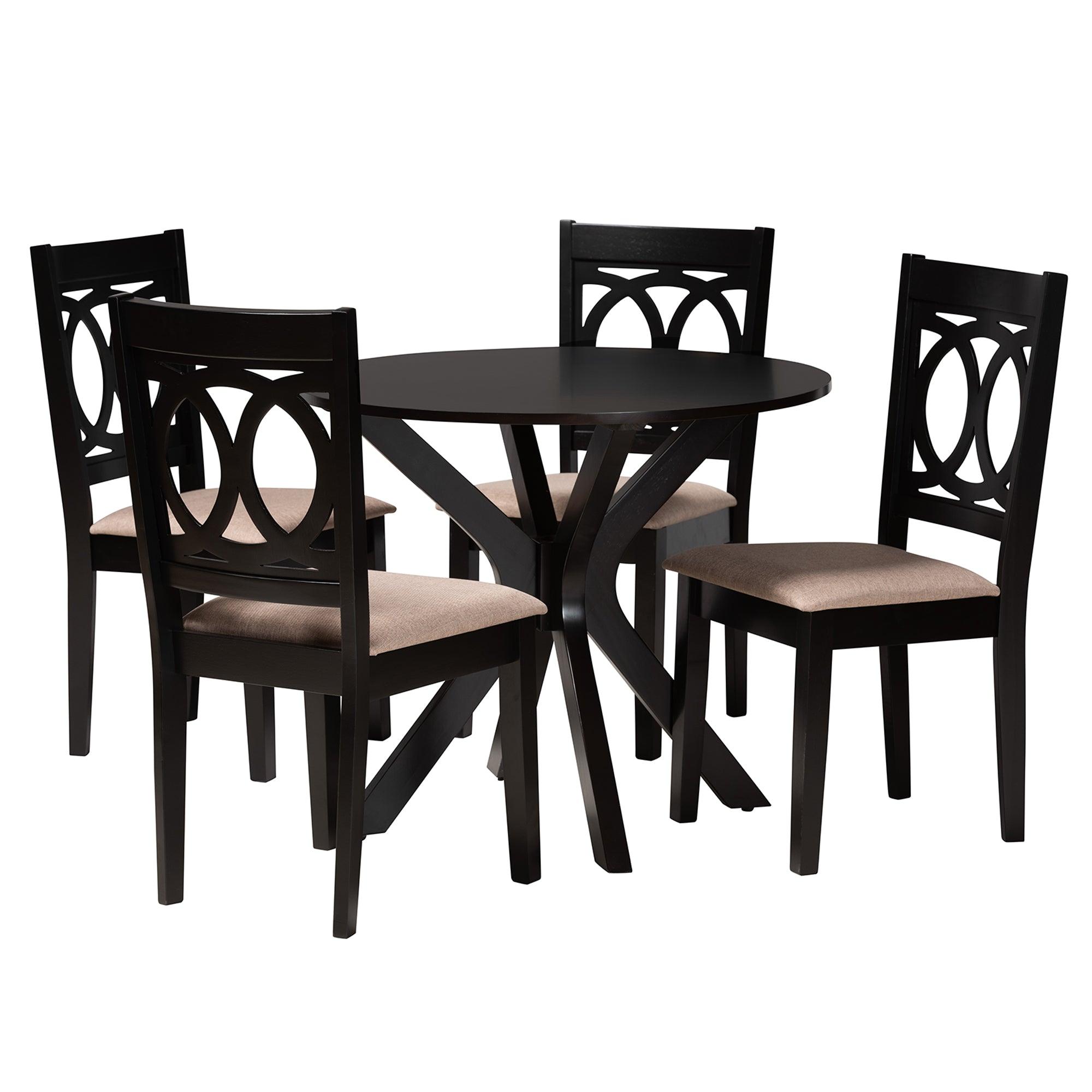 Sanne Modern Fabric and Espresso Finished Wood 5-Piece Dining Set