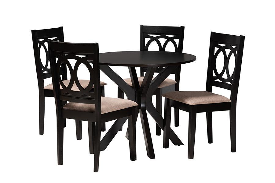 Sanne Modern Fabric and Espresso Finished Wood 5-Piece Dining Set