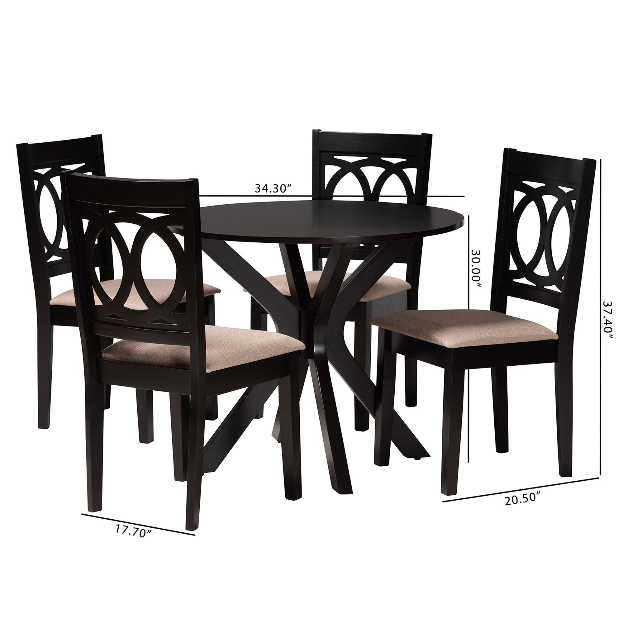 Sanne Modern Fabric and Espresso Finished Wood 5-Piece Dining Set