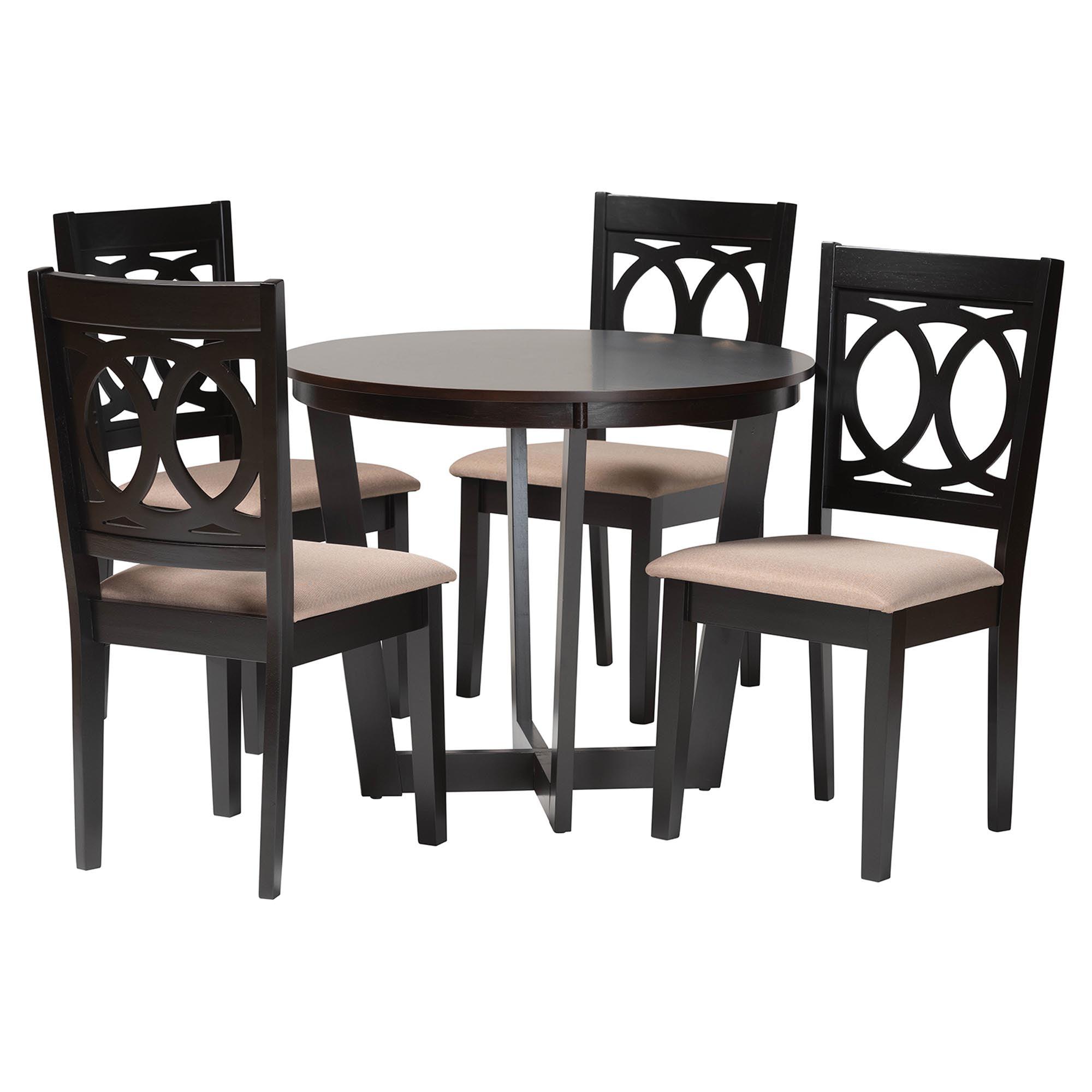 Kara Modern Sand Finished Wood 5-Piece Dining Set