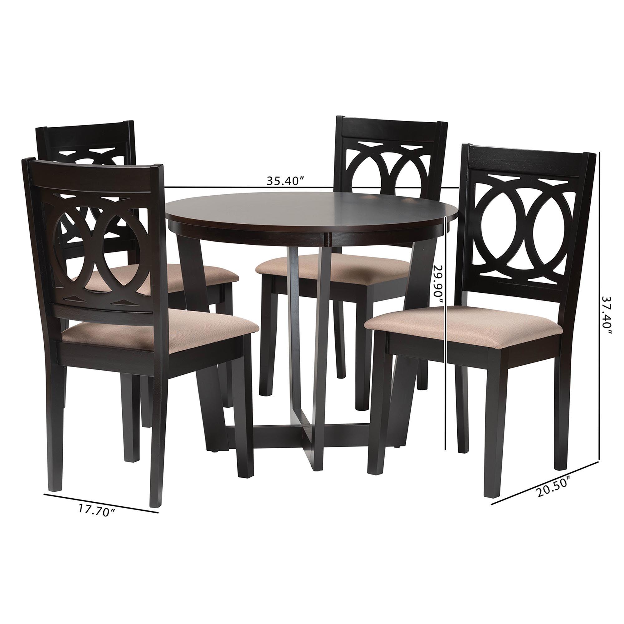 Kara Modern Sand Finished Wood 5-Piece Dining Set