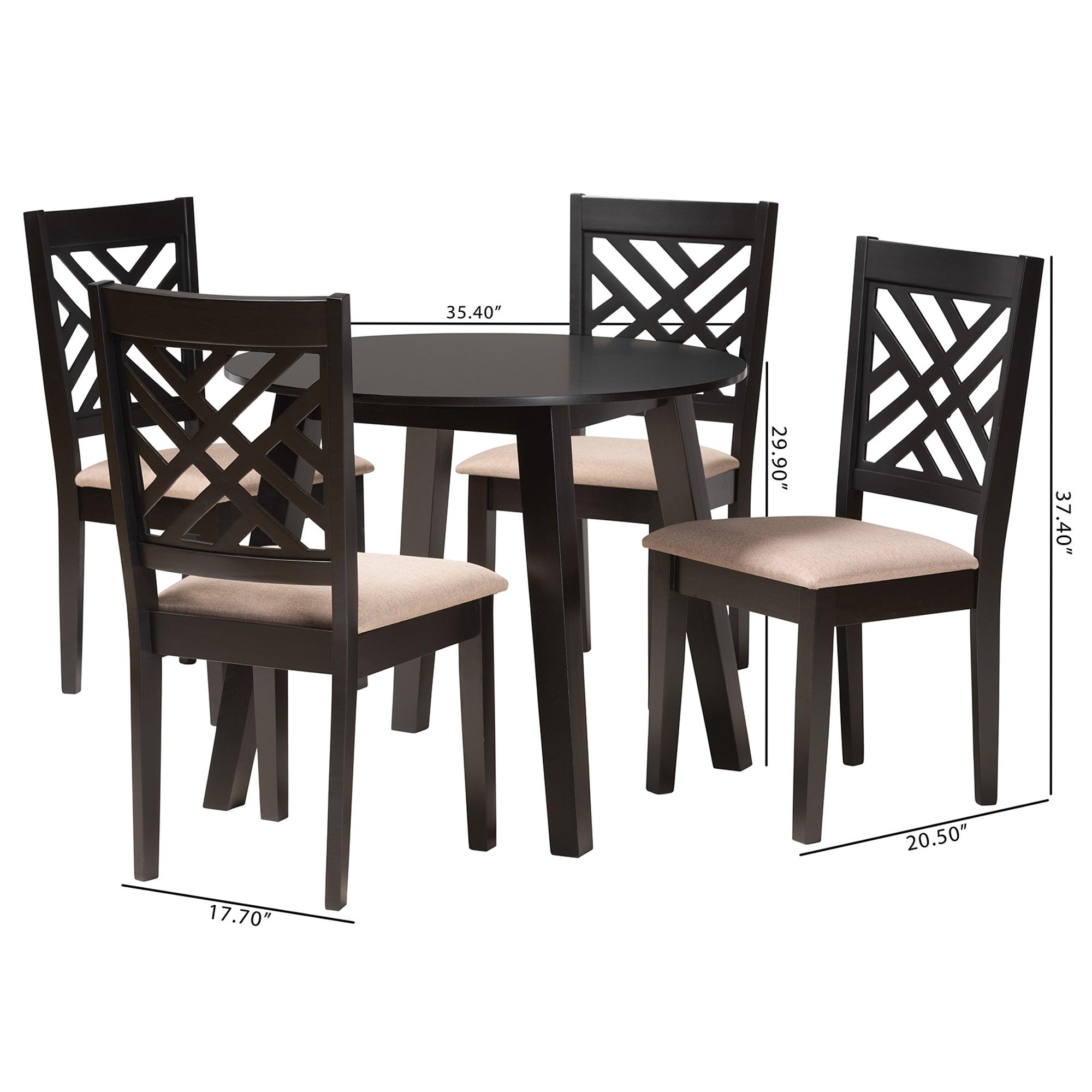 Ellie Modern Fabric and Finished Wood 5-Piece Dining Set