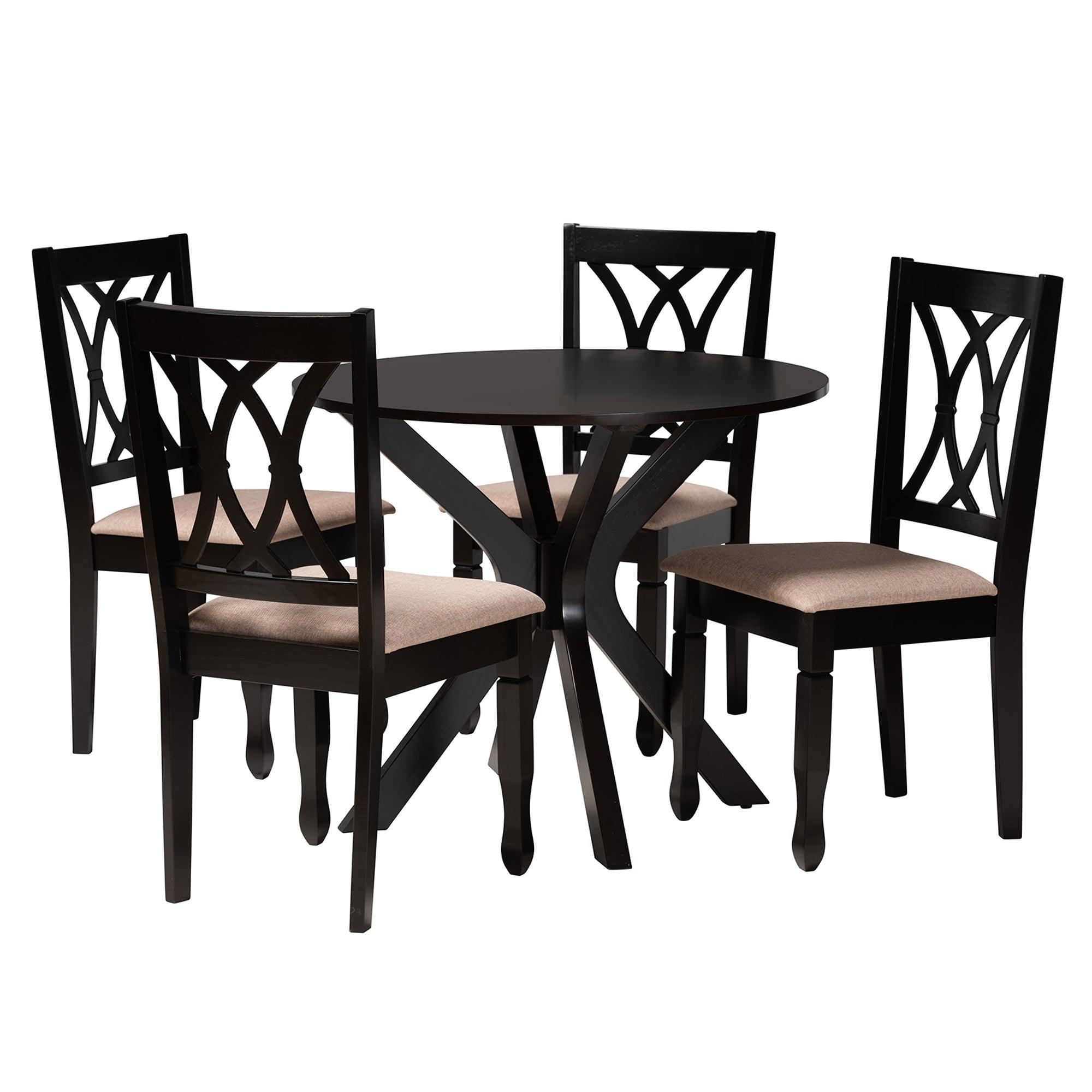 Maya Modern Fabric and Espresso Finished Wood 5-Piece Dining Set