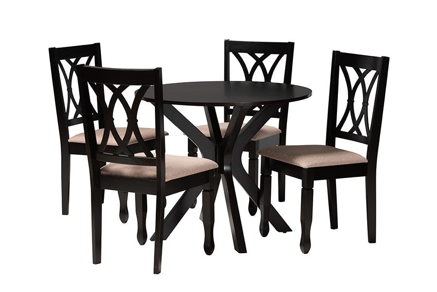 Maya Modern Fabric and Espresso Finished Wood 5-Piece Dining Set