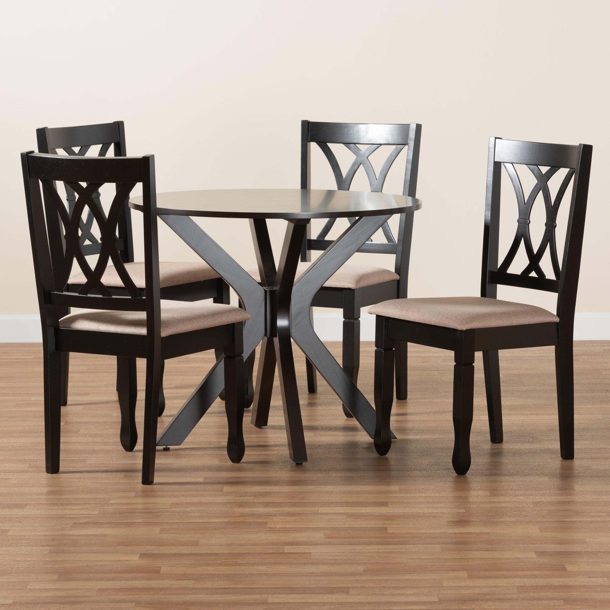 Maya Modern Fabric and Espresso Finished Wood 5-Piece Dining Set