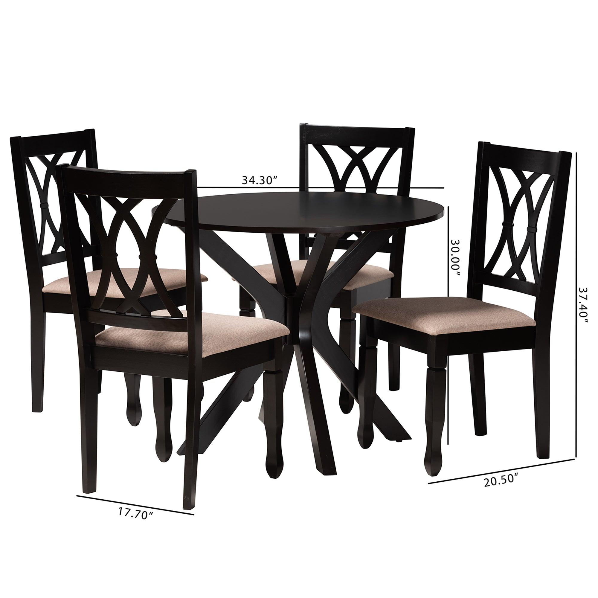 Maya Modern Fabric and Espresso Finished Wood 5-Piece Dining Set