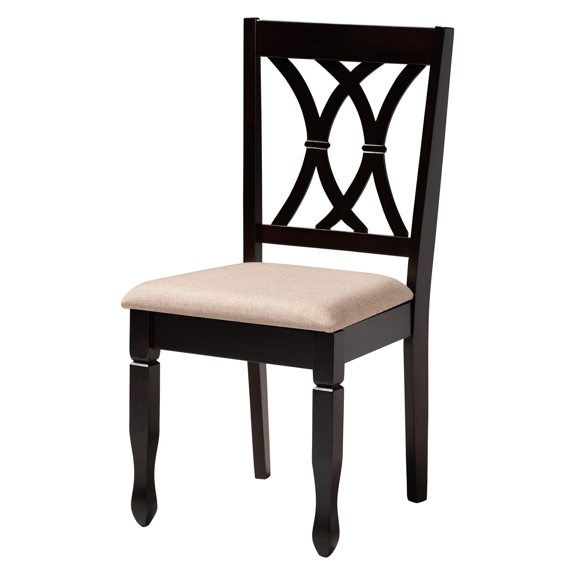Irene Modern Sand Fabric and Finished Wood 5-Piece Dining Set