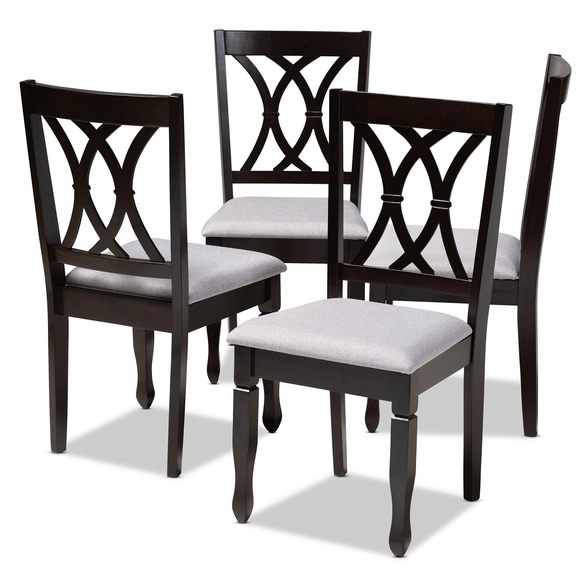 Reneau Modern and Contemporary Fabric Upholstered Espresso Finished Wood Dining Chair Set of 4