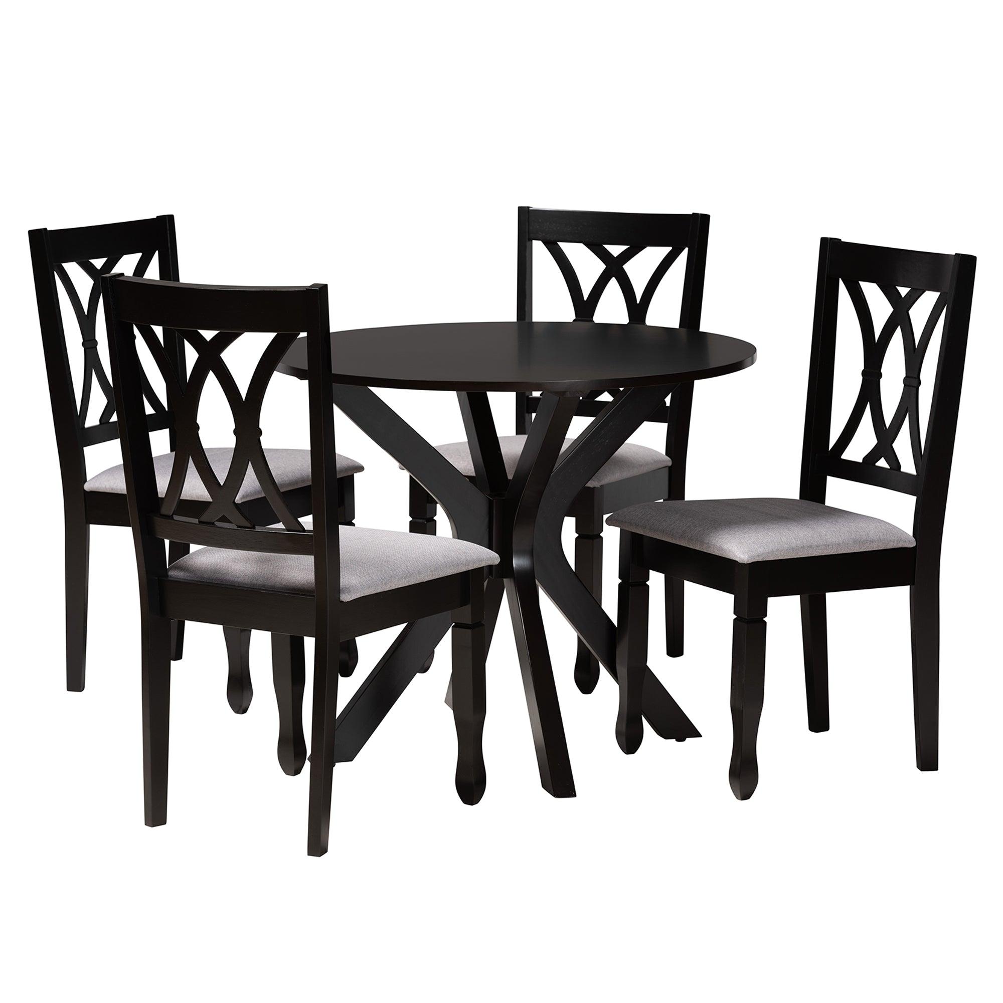 Maya Modern Fabric and Espresso Finished Wood 5-Piece Dining Set