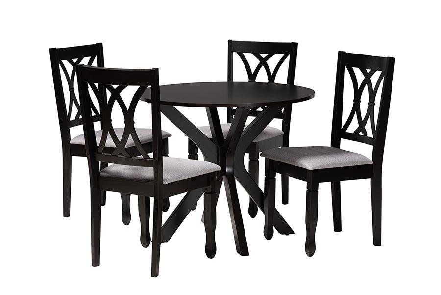 Maya Modern Fabric and Espresso Finished Wood 5-Piece Dining Set