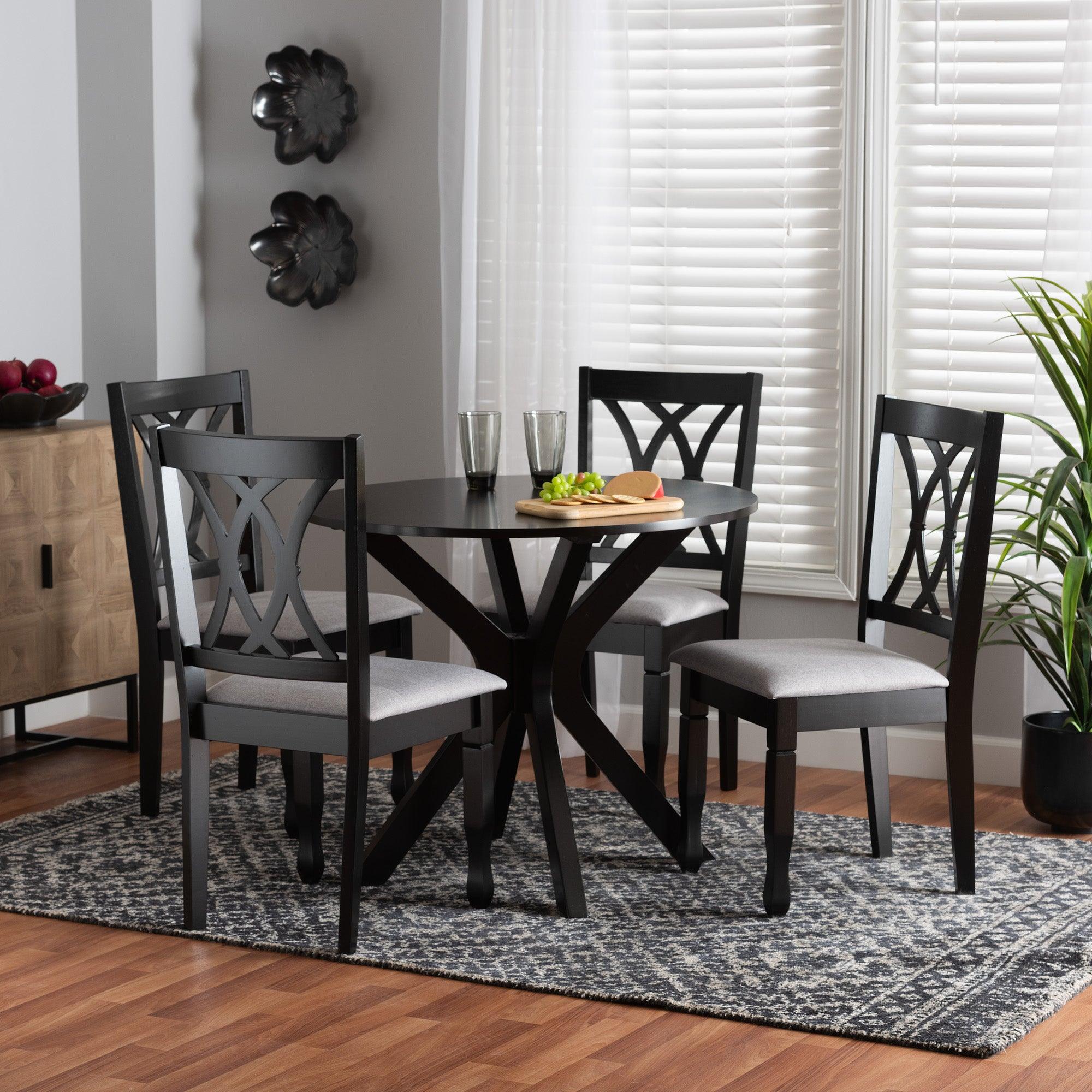 Maya Modern Fabric and Espresso Finished Wood 5-Piece Dining Set