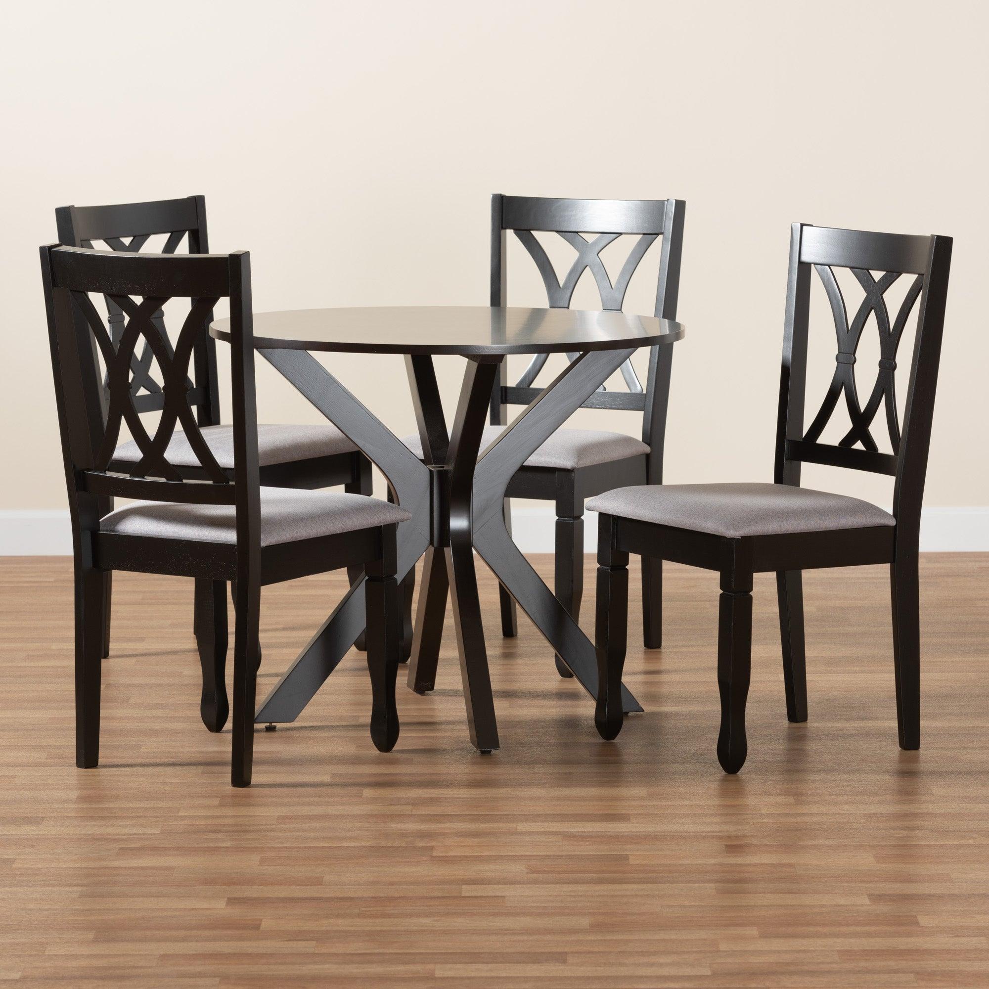 Maya Modern Fabric and Espresso Finished Wood 5-Piece Dining Set
