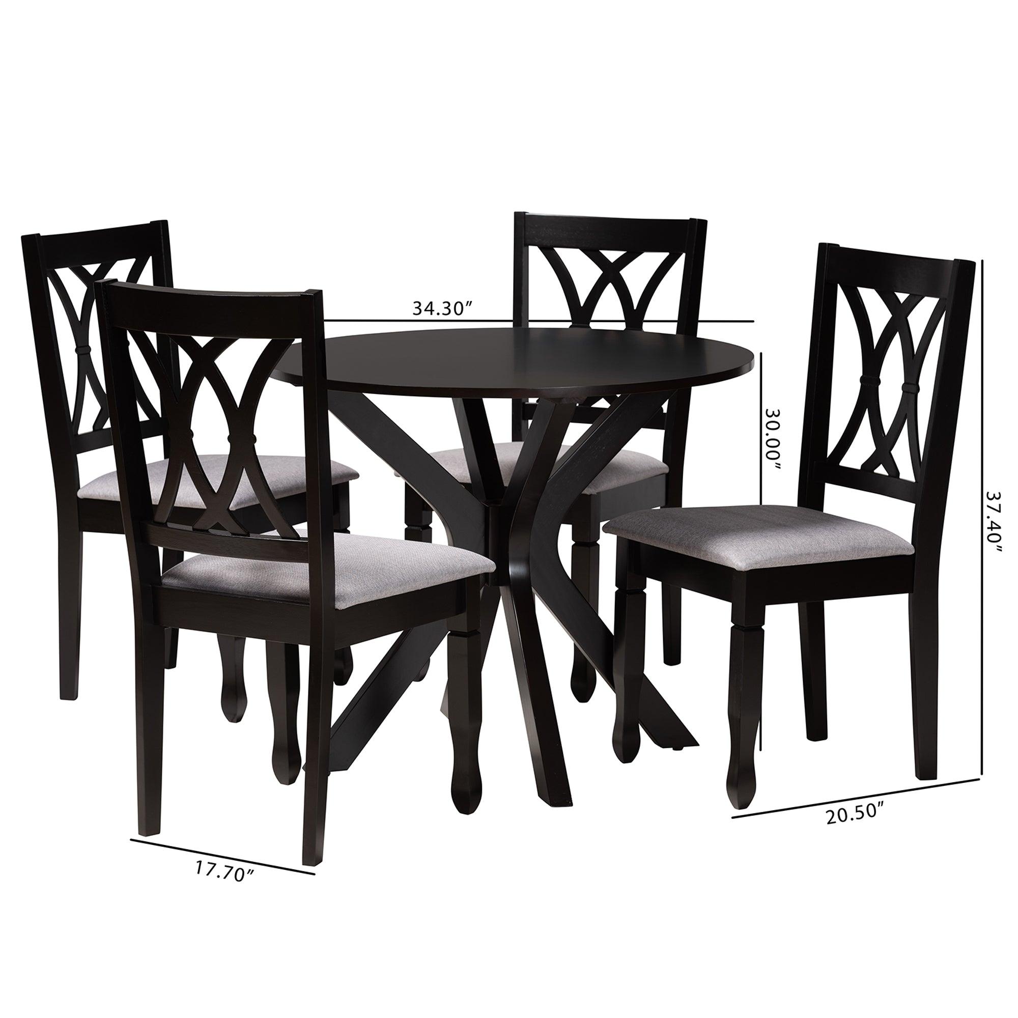 Maya Modern Fabric and Espresso Finished Wood 5-Piece Dining Set