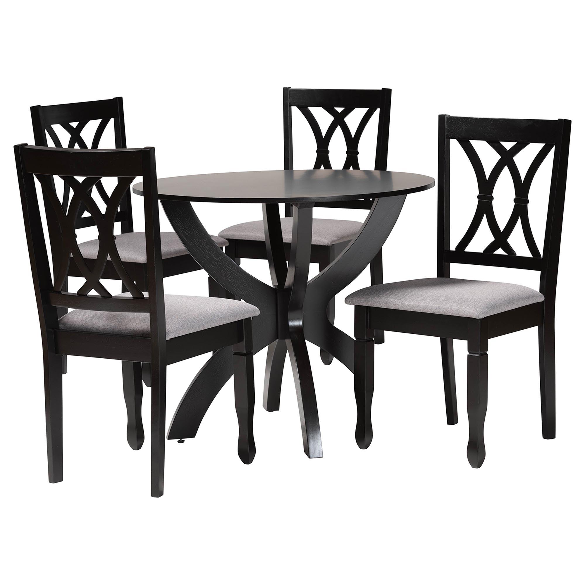 April Modern Fabric and Finished Wood 5-Piece Dining Set